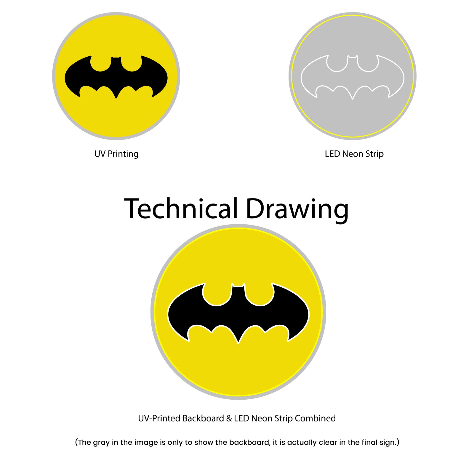 Batman Neon Sign - Technical Drawing