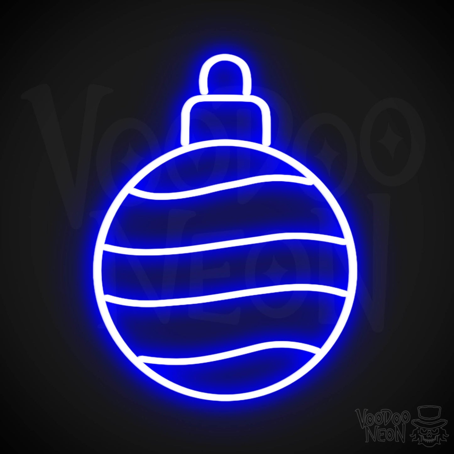 Bauble Neon Sign - Neon Bauble Sign - Xmas Bauble Wall Art - Color Dark Blue