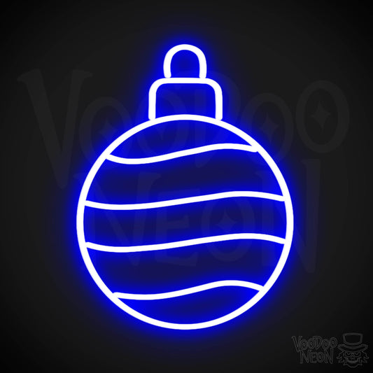 Bauble Neon Sign - Neon Bauble Sign - Xmas Bauble Wall Art - Color Dark Blue