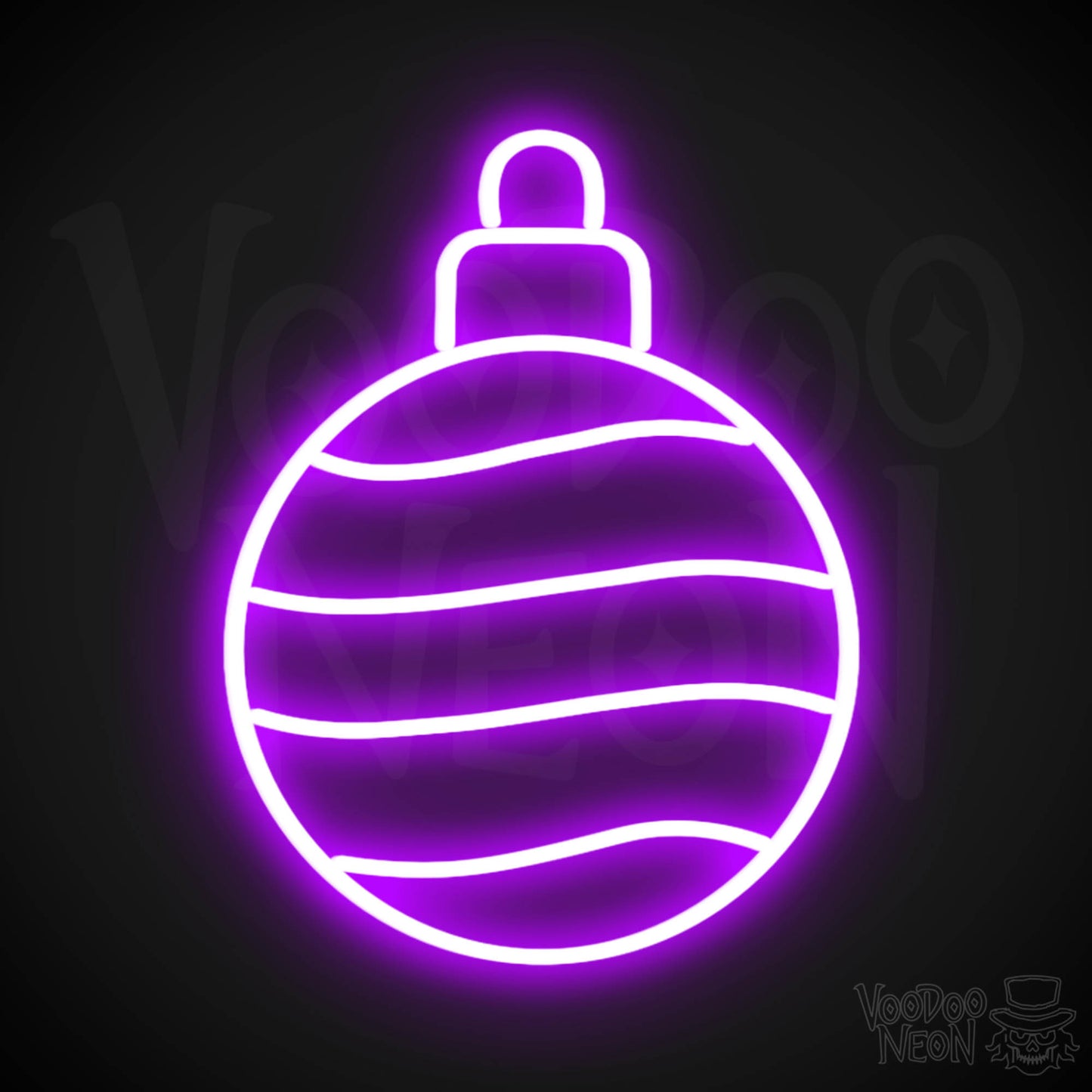 Bauble Neon Sign - Neon Bauble Sign - Xmas Bauble Wall Art - Color Purple
