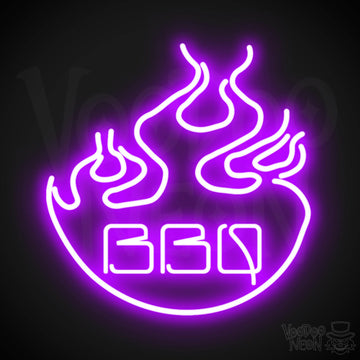 BBQ Neon Sign - Neon BBQ Sign - LED Light Up Sign - Color Purple