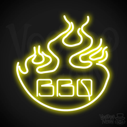 BBQ Neon Sign - Neon BBQ Sign - LED Light Up Sign - Color Yellow