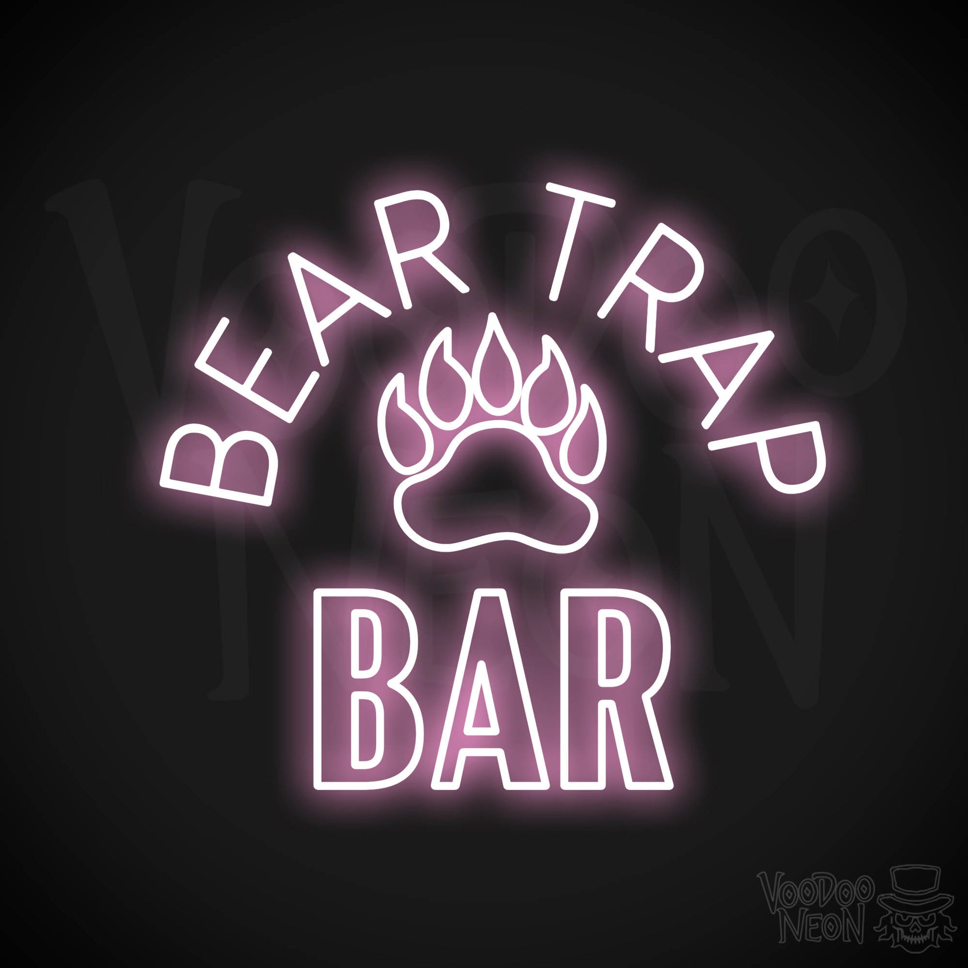 Bear Trap Bar Neon Sign - Light Pink