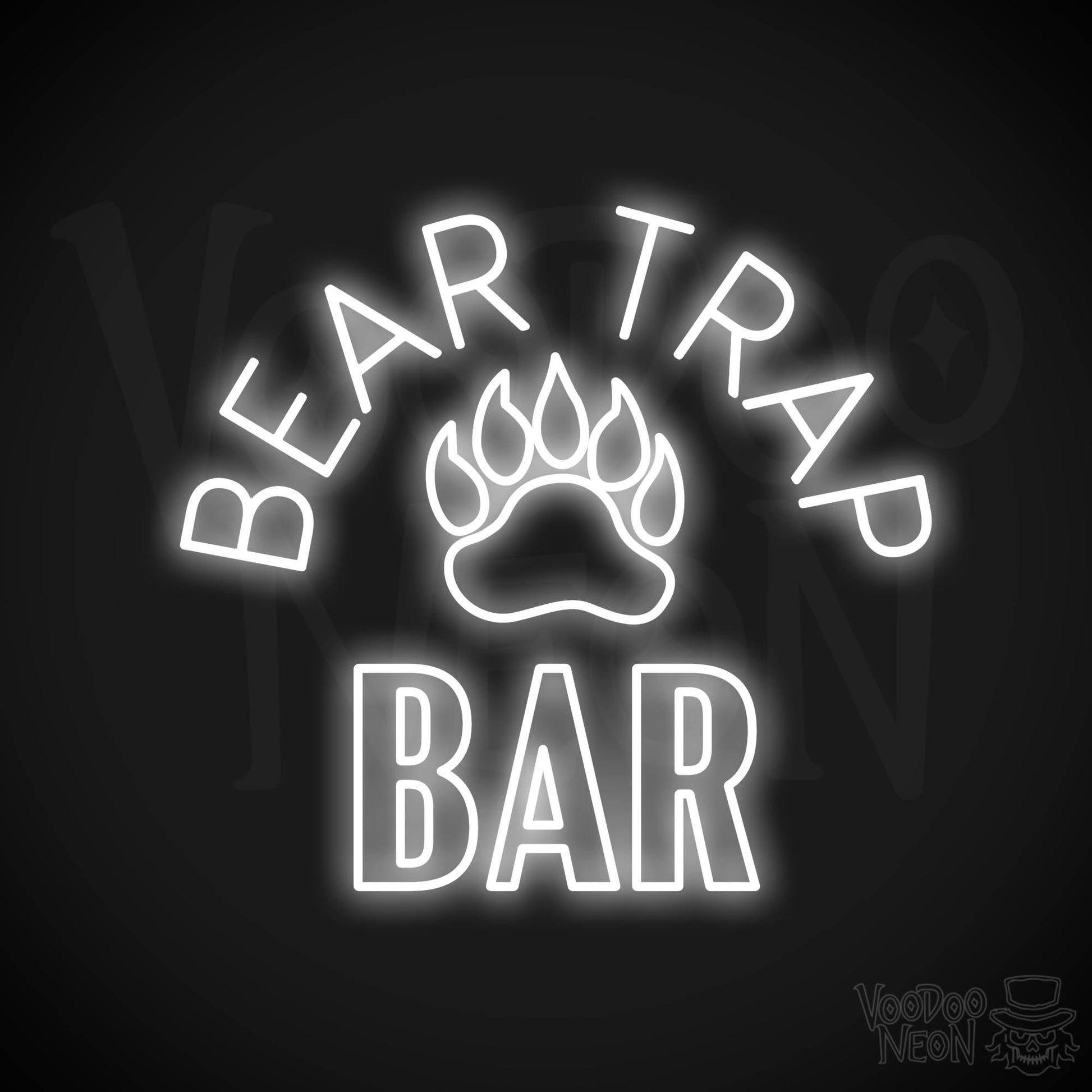 Bear Trap Bar Neon Sign - White