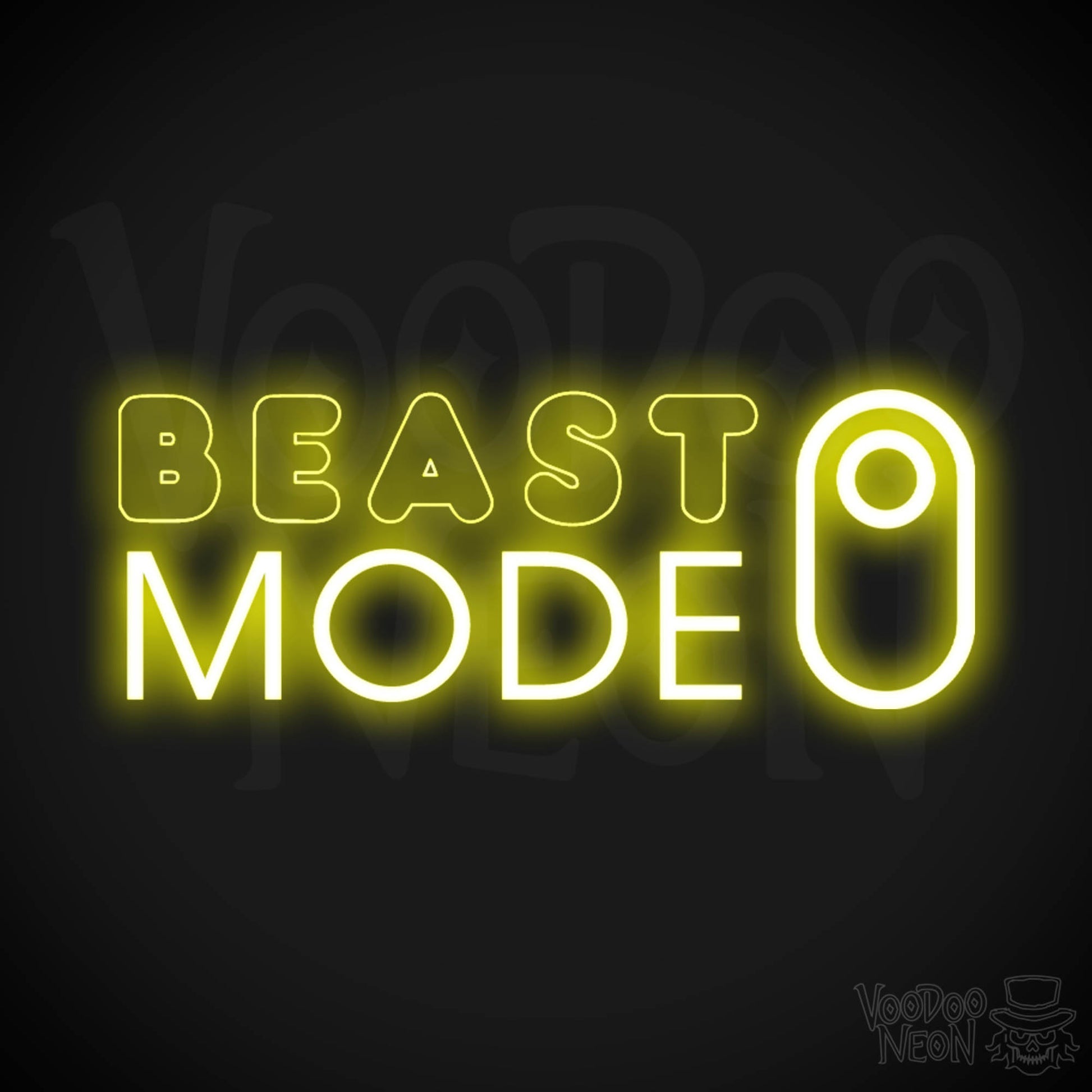 Beast Mode Neon Sign - Neon Beast Mode Sign - LED Lights - Color Yellow