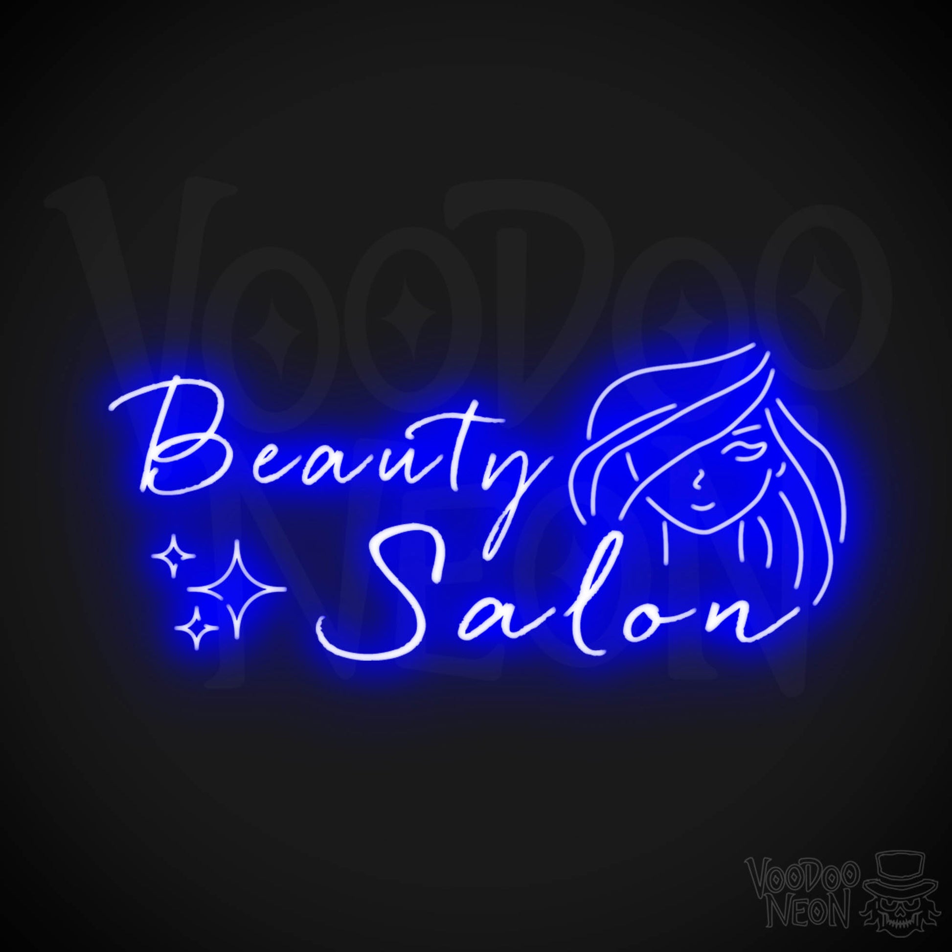 Beauty Salon Neon Sign - Wall Art - Neon Beauty Salon Sign - Color Dark Blue