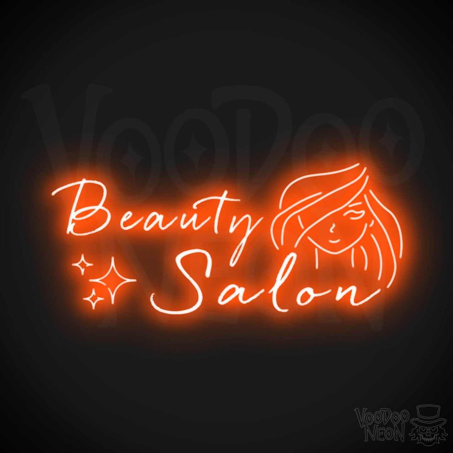 Beauty Salon Neon Sign - Wall Art - Neon Beauty Salon Sign - Color Orange