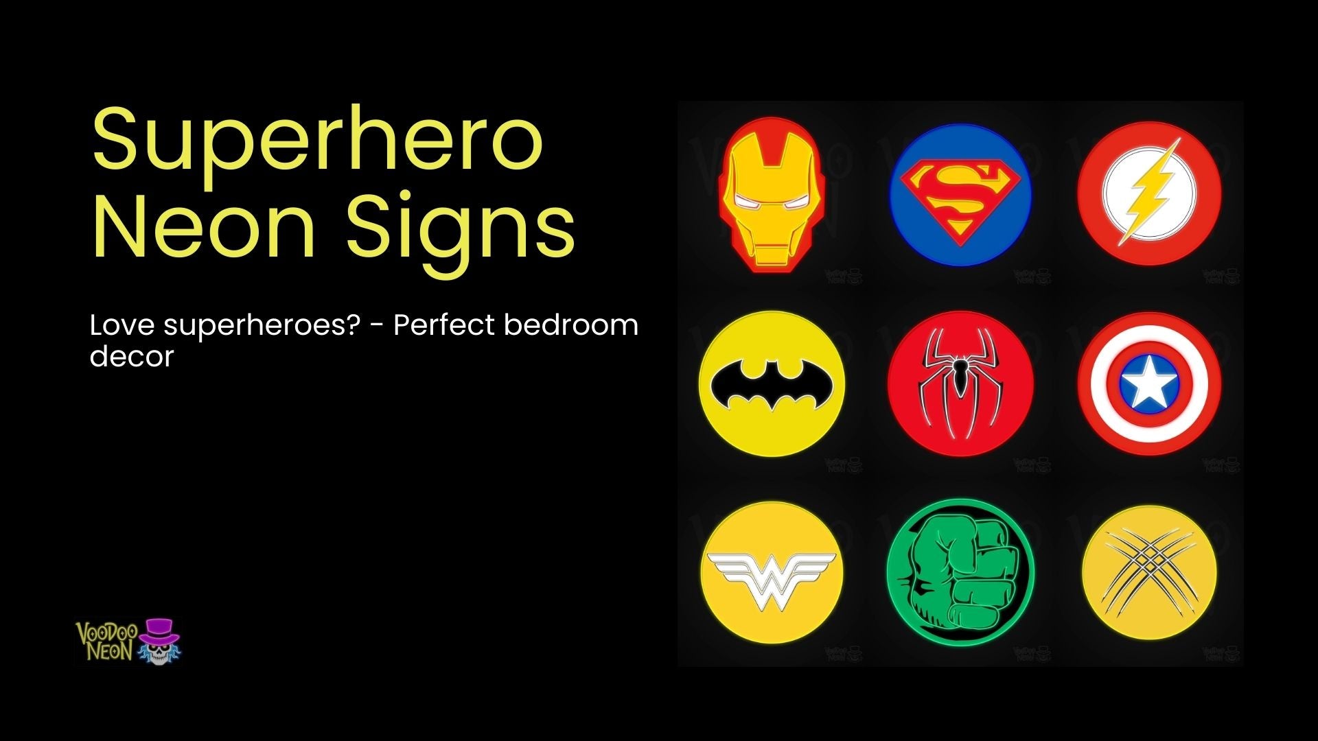 Bedroom Decor Ideas - Superhero neon signs