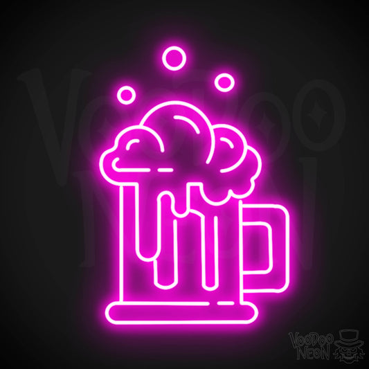 Neon Beer Sign - Beer Neon Sign - LED Beer Sign - Color Pink