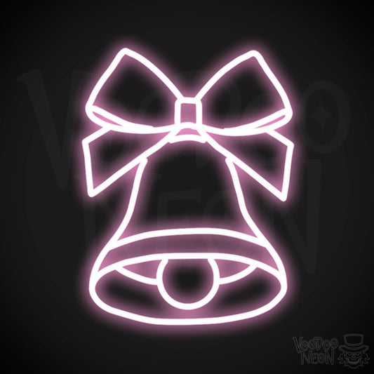 Bell Neon Sign - Neon Bell Sign - Xmas Bell Wall Art - Color Light Pink