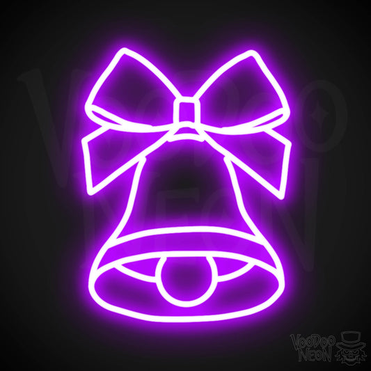 Bell Neon Sign - Neon Bell Sign - Xmas Bell Wall Art - Color Purple
