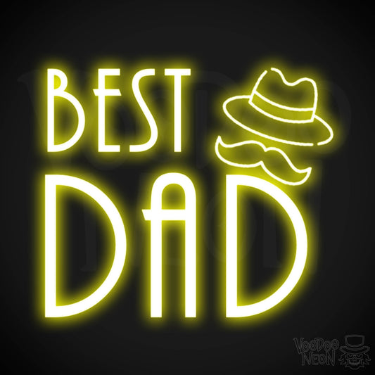 Best Dad Neon Sign - Neon Best Dad Sign - LED Wall Art - Color Yellow