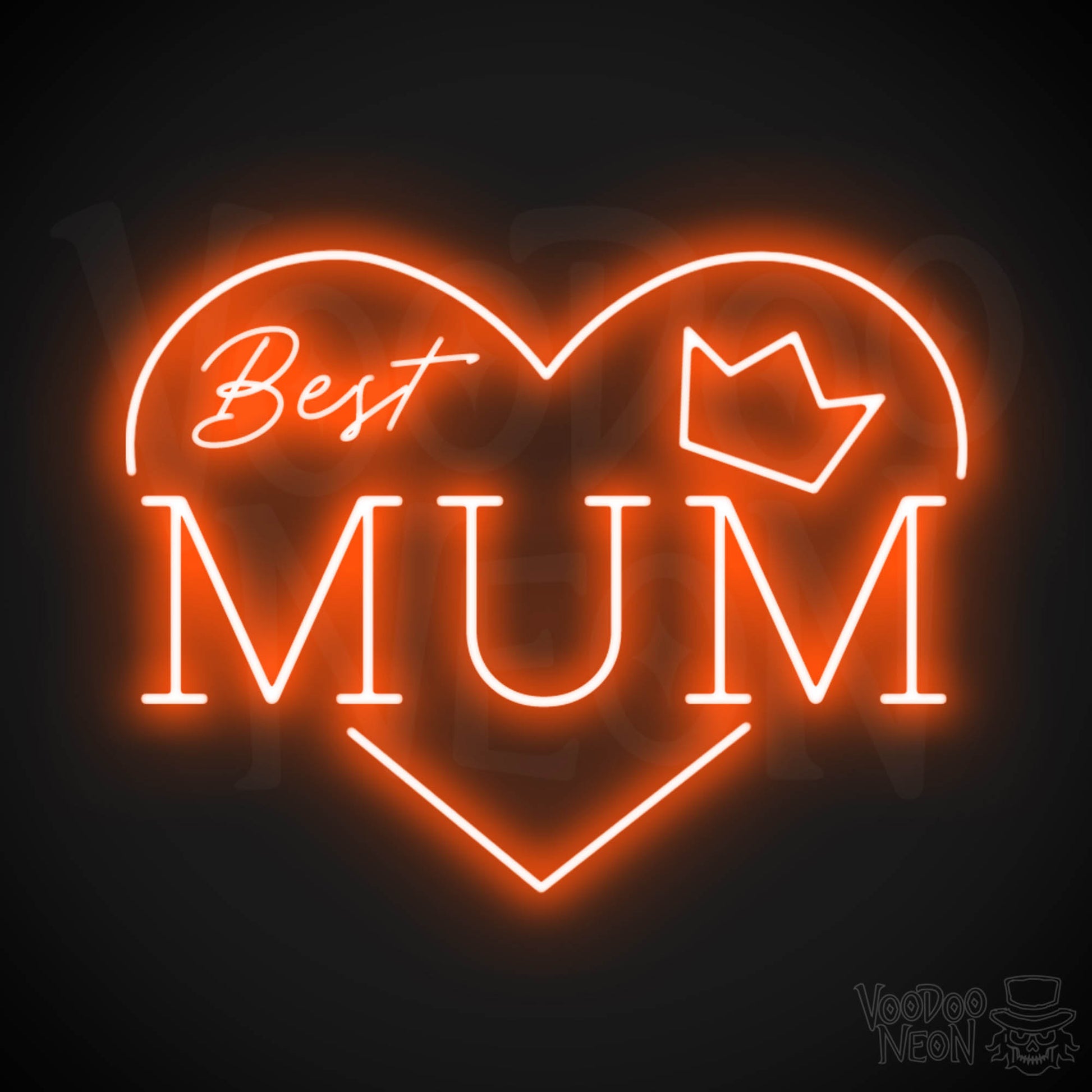 Best Mum Neon Sign - Neon Best Mum Sign - Wall Art - Color Orange