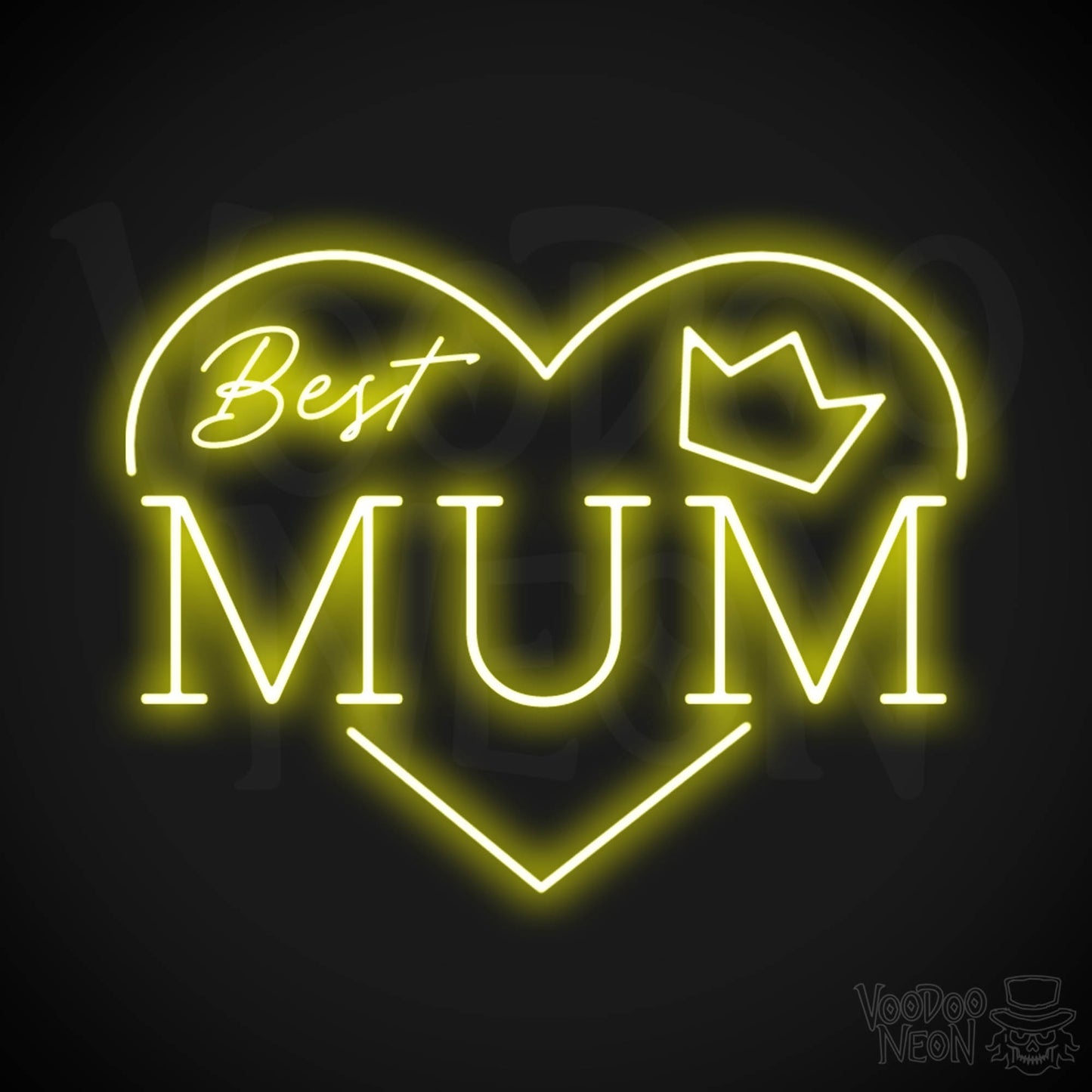 Best Mum Neon Sign - Neon Best Mum Sign - Wall Art - Color Yellow