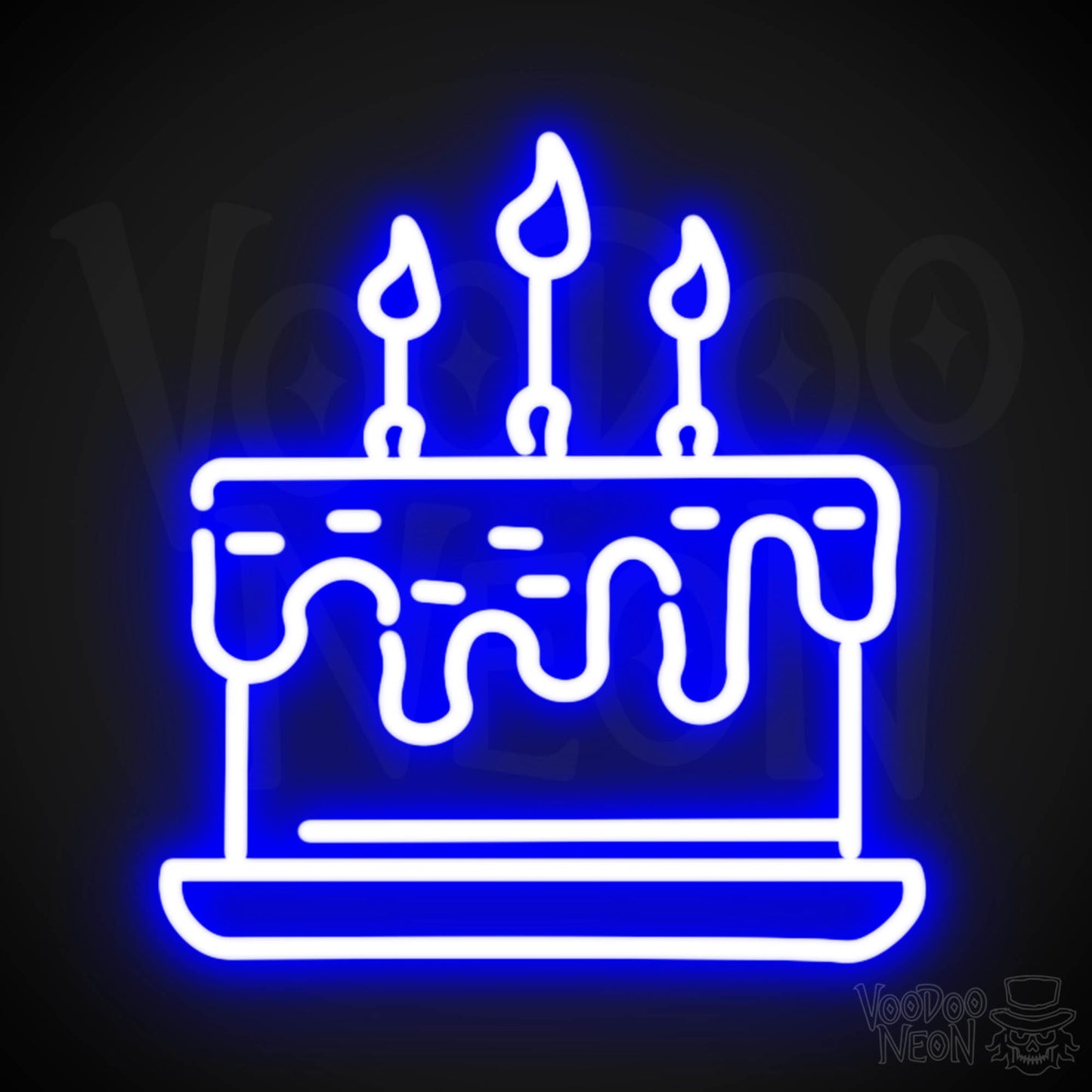 Birthday Cake Neon Sign - Neon Birthday Cake Sign - Color Dark Blue