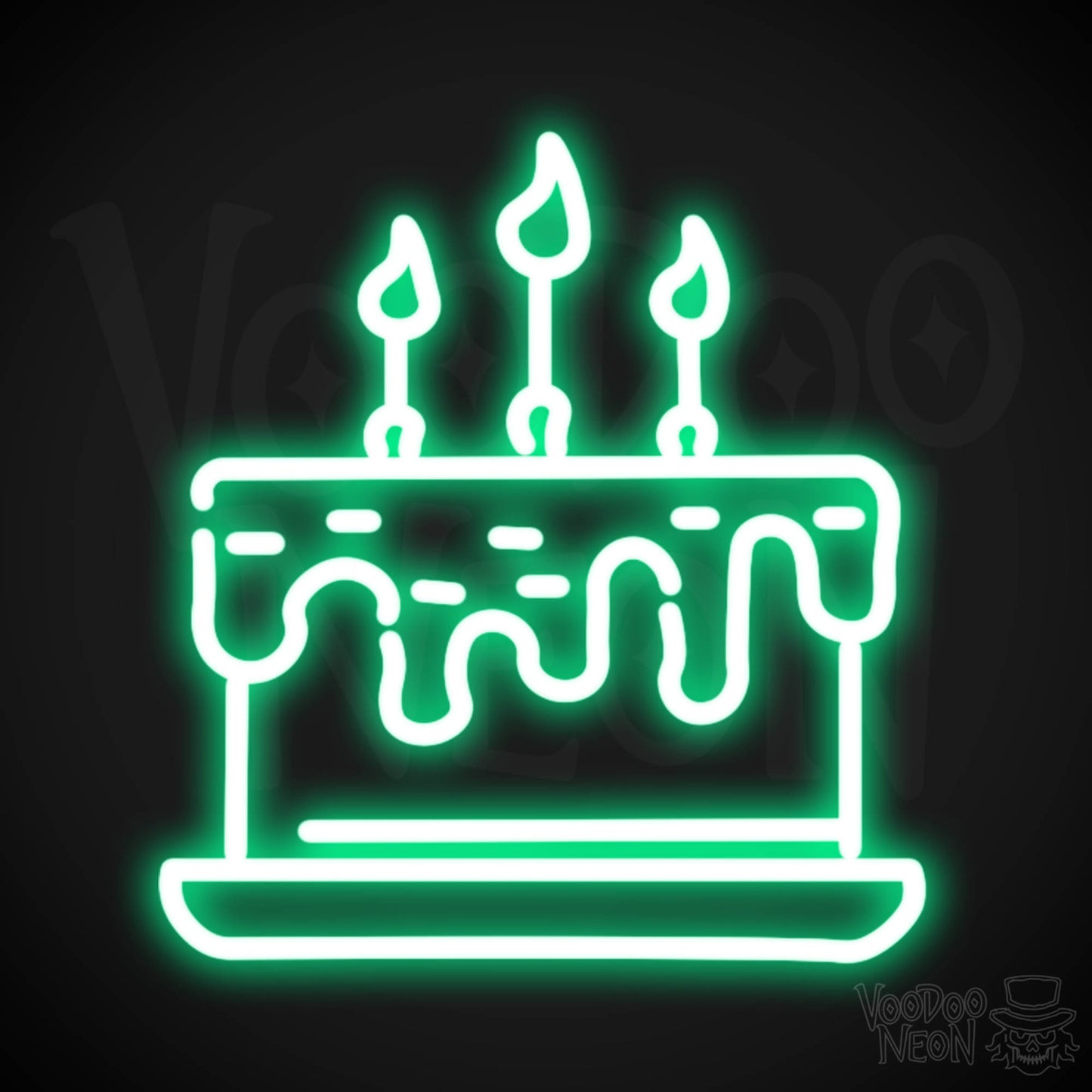 Birthday Cake Neon Sign - Neon Birthday Cake Sign - Color Green