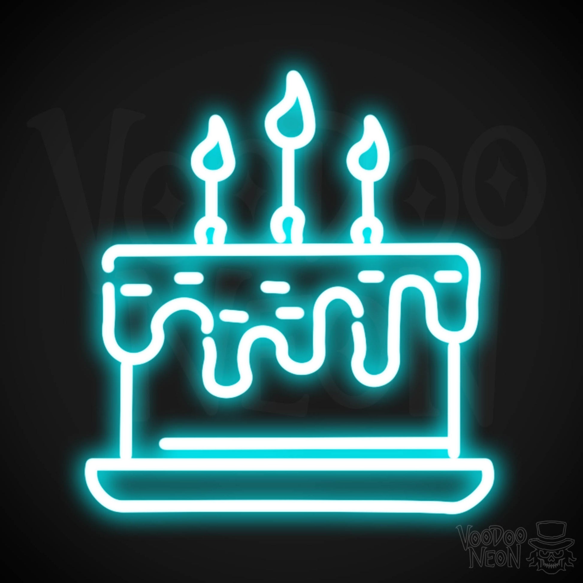Birthday Cake Neon Sign - Neon Birthday Cake Sign - Color Ice Blue