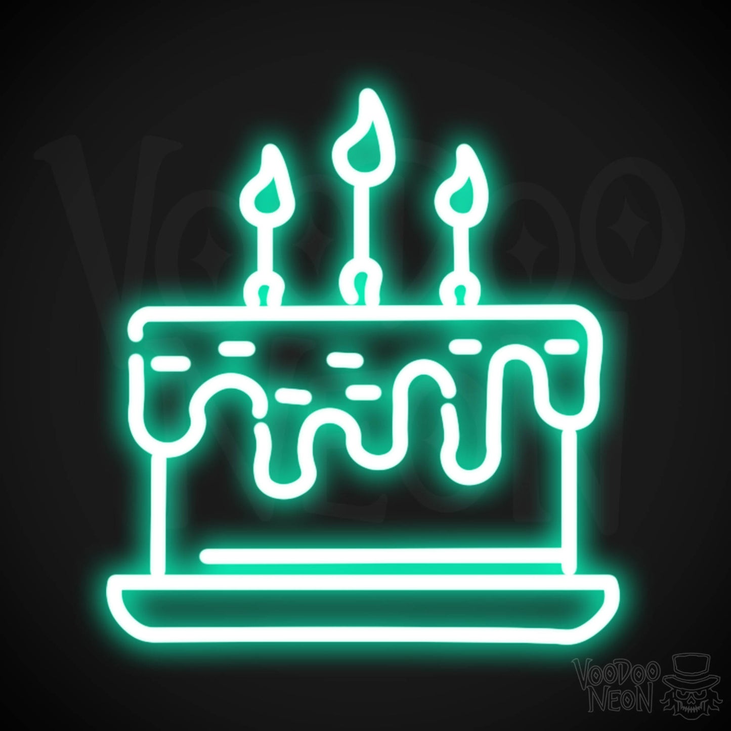 Birthday Cake Neon Sign - Neon Birthday Cake Sign - Color Light Green