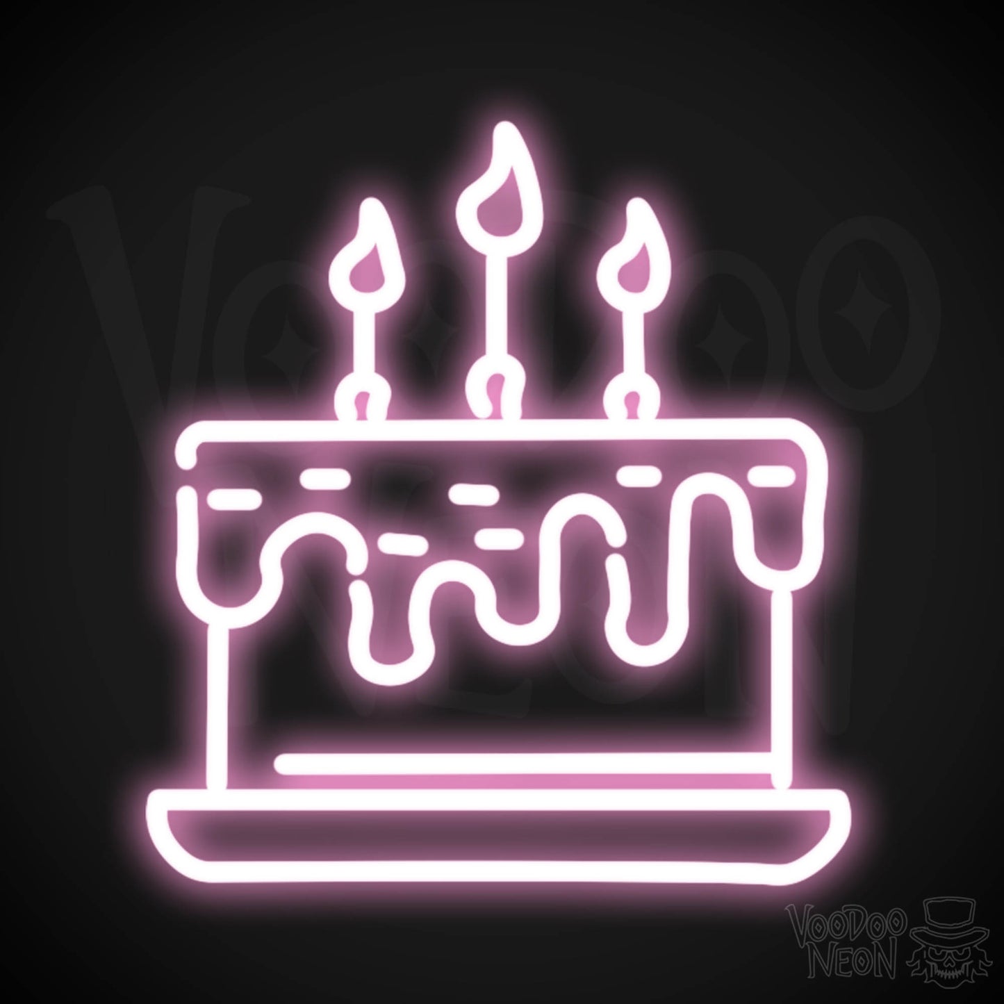 Birthday Cake Neon Sign - Neon Birthday Cake Sign - Color Light Pink