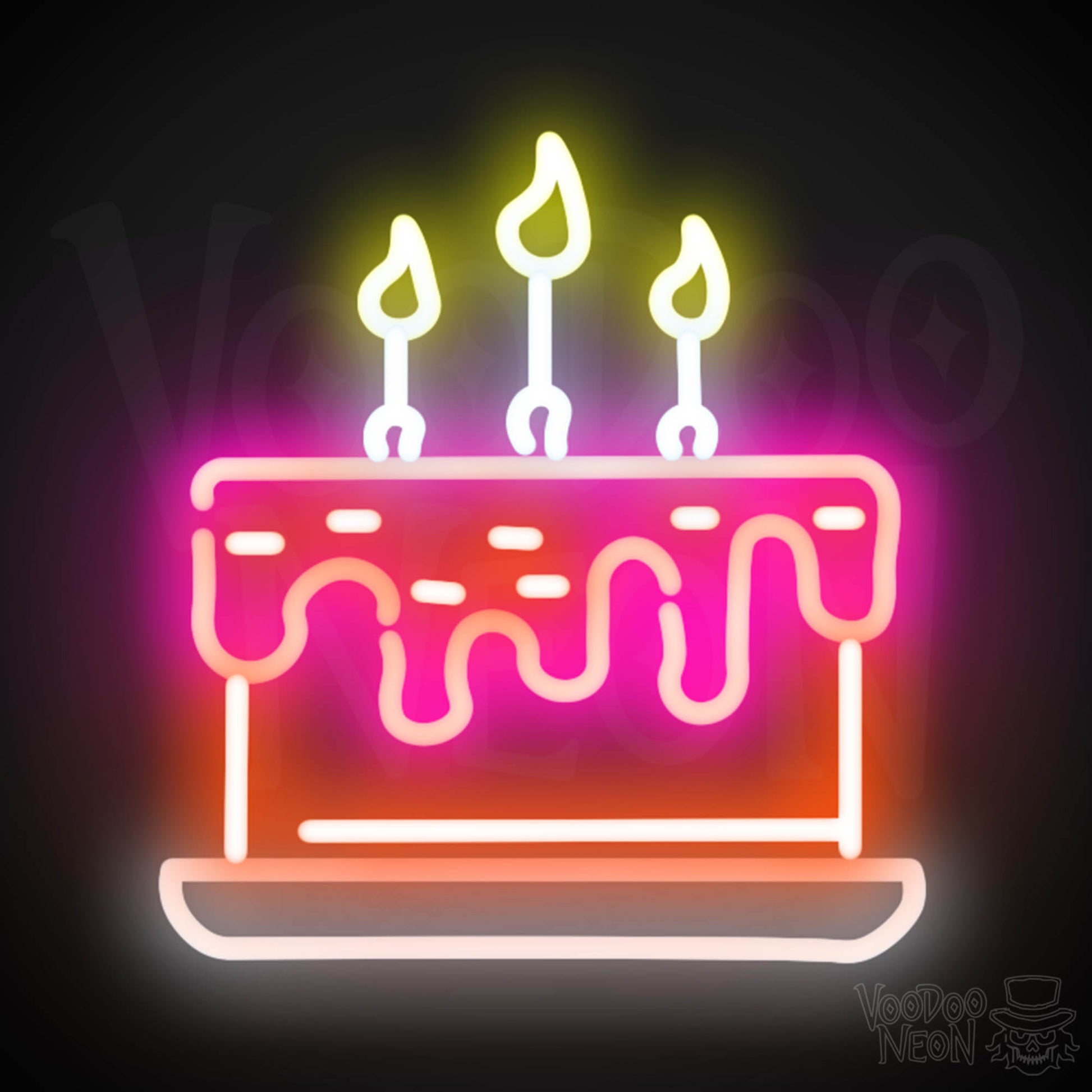 Birthday Cake Neon Sign - Neon Birthday Cake Sign - Color Multi-Color