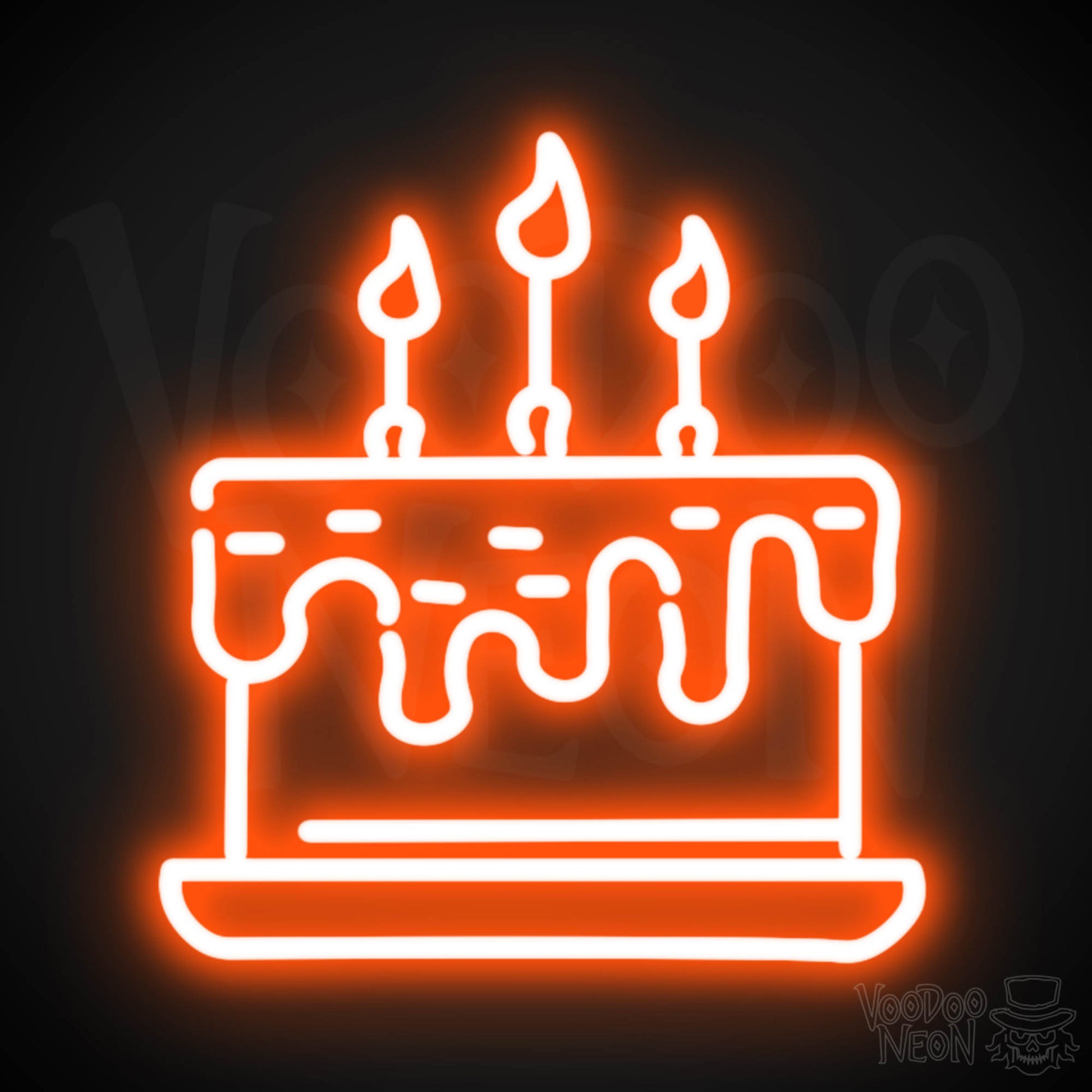 Birthday Cake Neon Sign - Neon Birthday Cake Sign - Color Orange