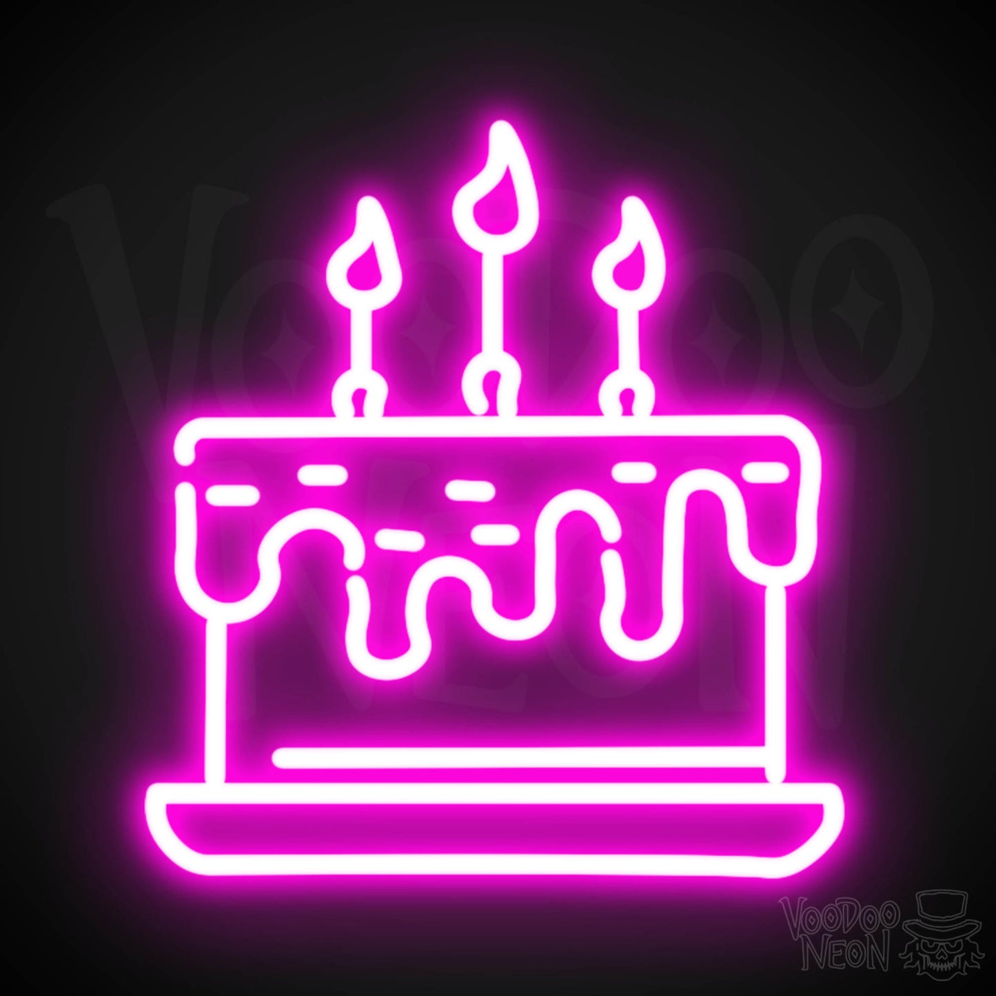 Birthday Cake Neon Sign - Neon Birthday Cake Sign - Color Pink