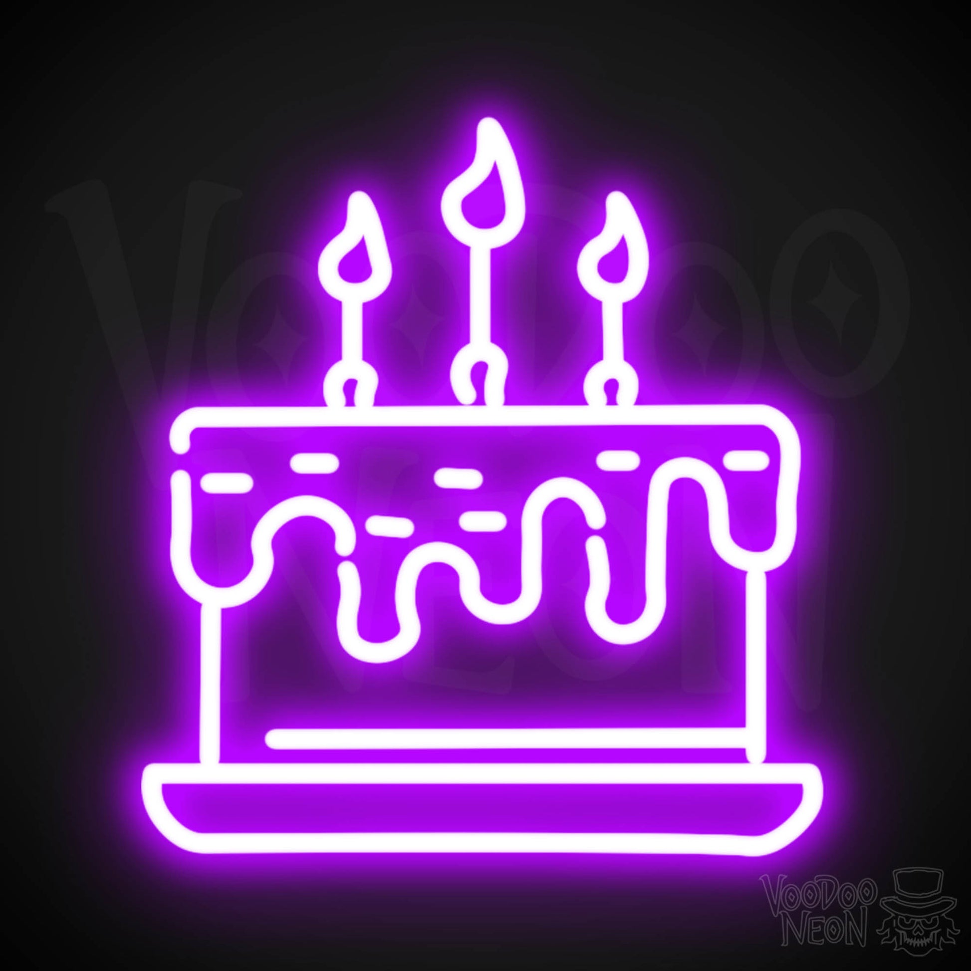 Birthday Cake Neon Sign - Neon Birthday Cake Sign - Color Purple