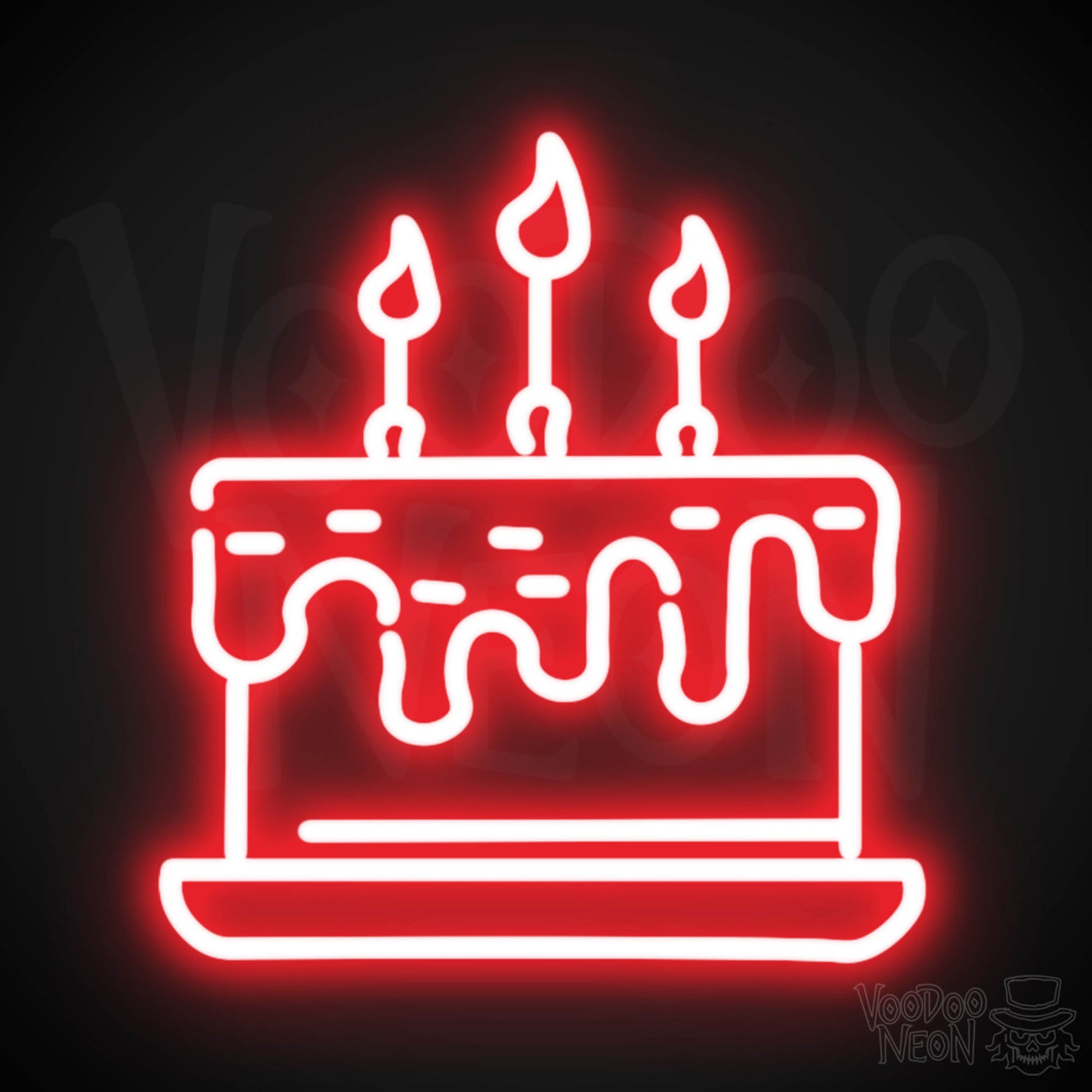 Birthday Cake Neon Sign - Neon Birthday Cake Sign - Color Red
