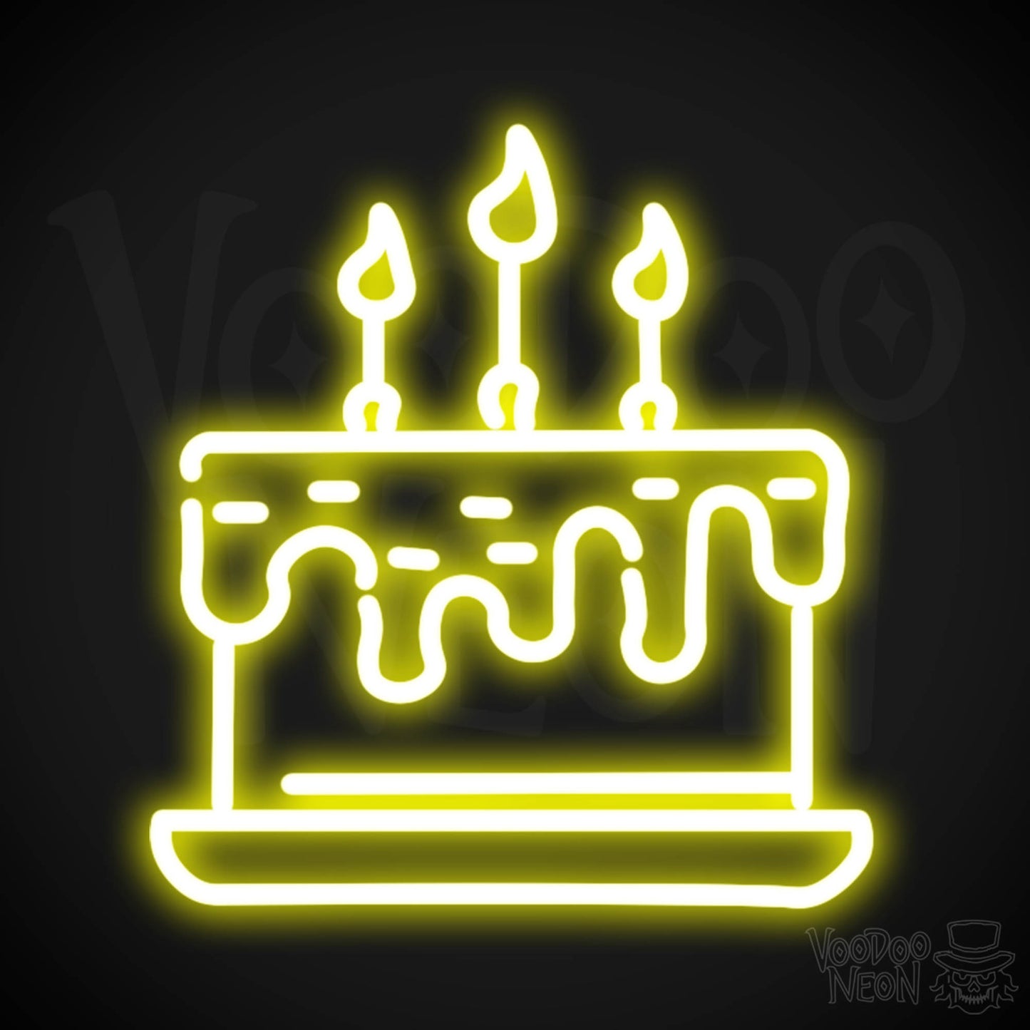 Birthday Cake Neon Sign - Neon Birthday Cake Sign - Color Yellow