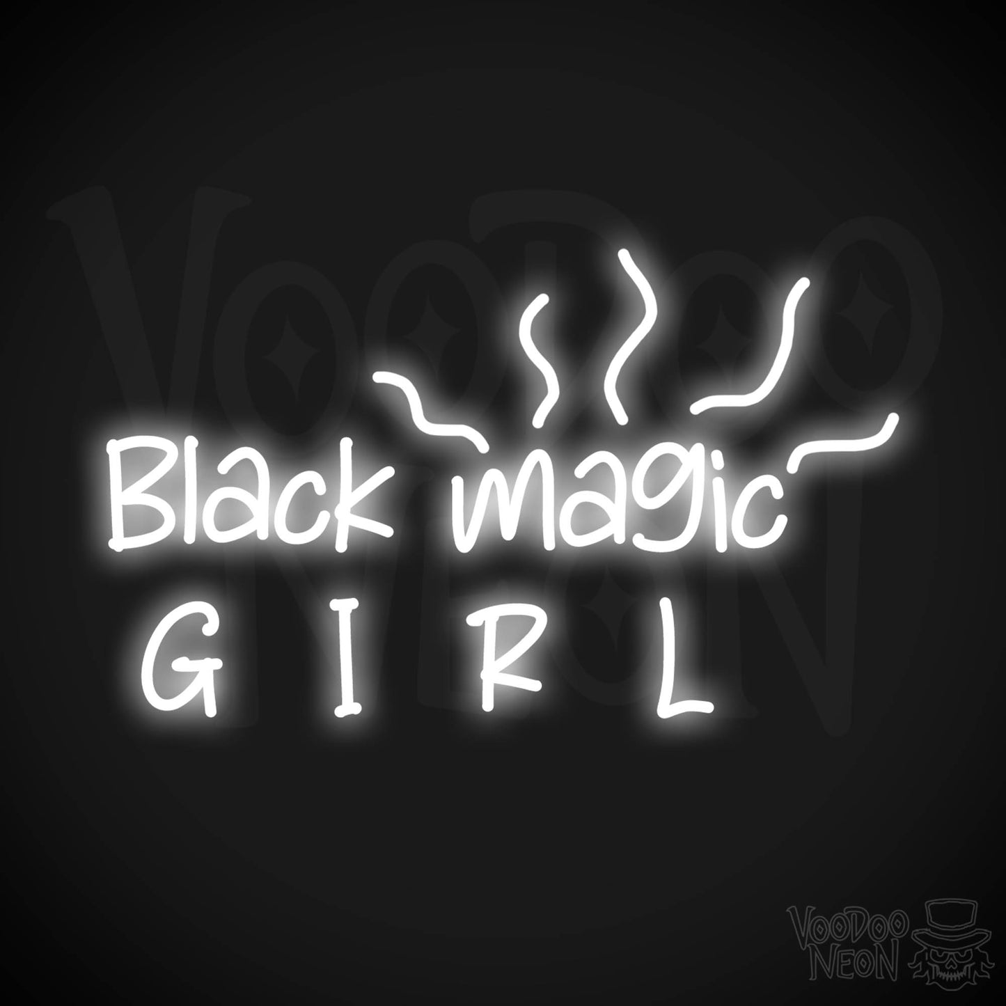 Black Magic Girl LED Neon - White