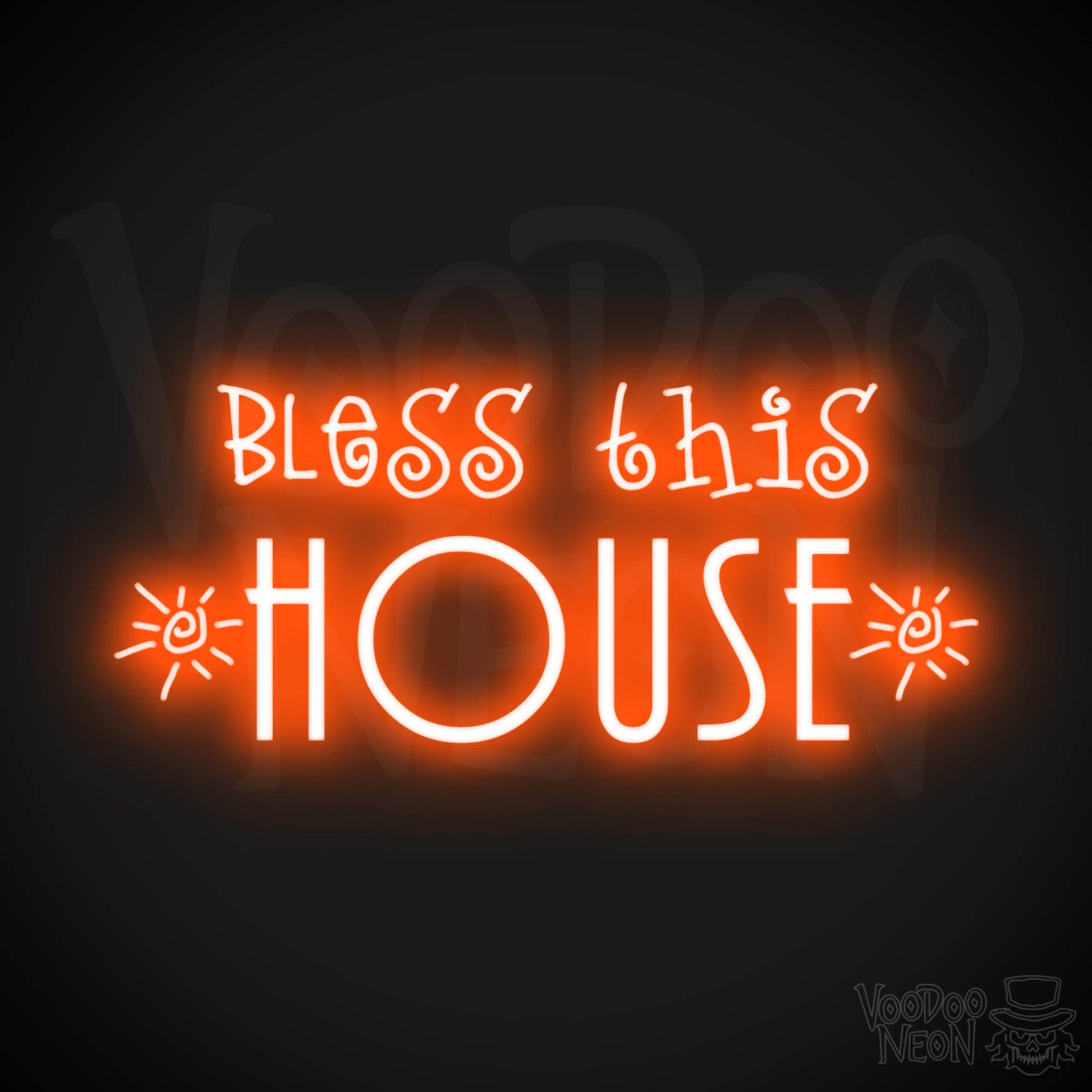 Bless This House Neon Sign - Neon Bless This House Sign - LED Light Up Sign - Color Orange