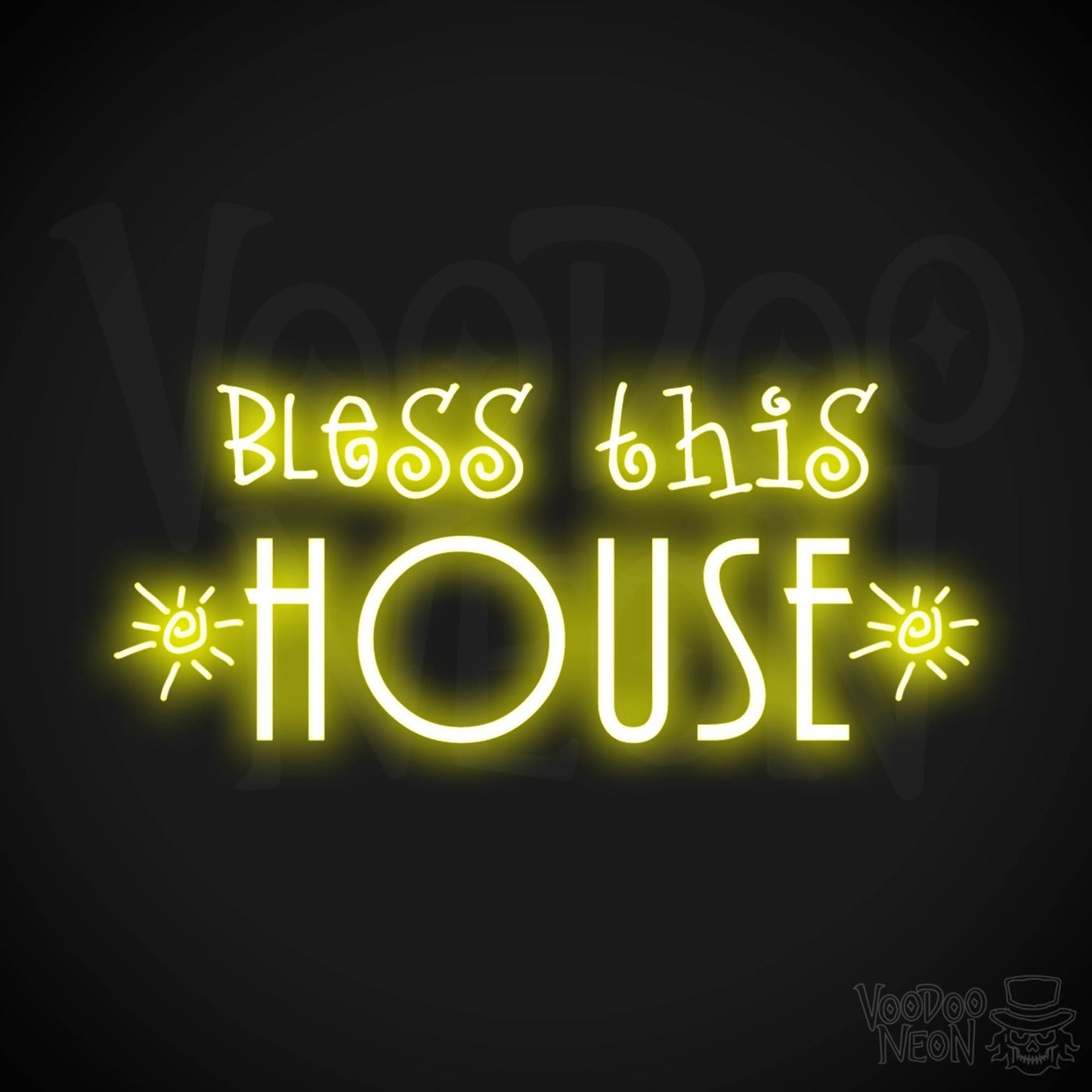 Bless This House Neon Sign - Neon Bless This House Sign - LED Light Up Sign - Color Yellow