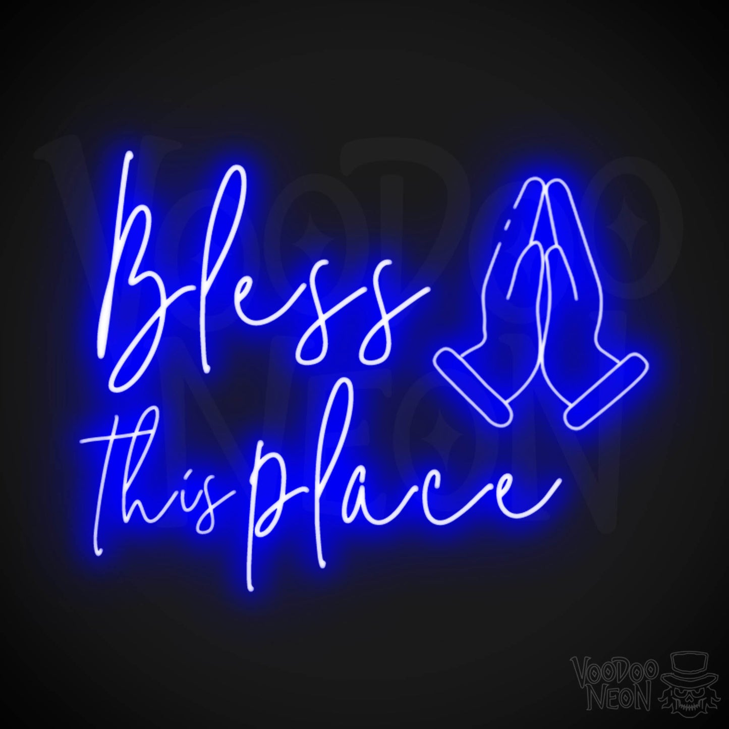 Bless This Place Neon Sign - Neon Bless This Place Sign - LED Wall Art - Color Dark Blue