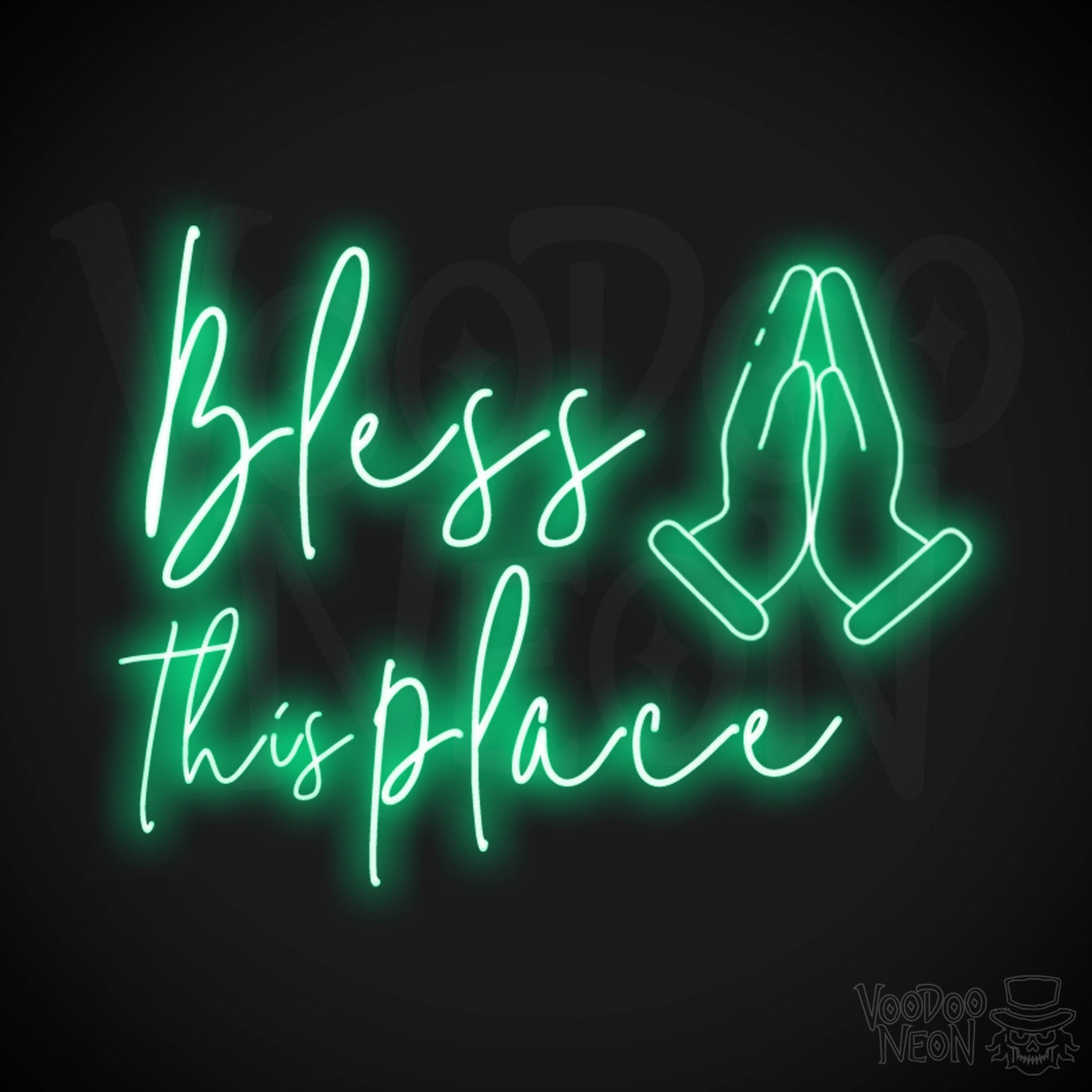 Bless This Place Neon Sign - Neon Bless This Place Sign - LED Wall Art - Color Green