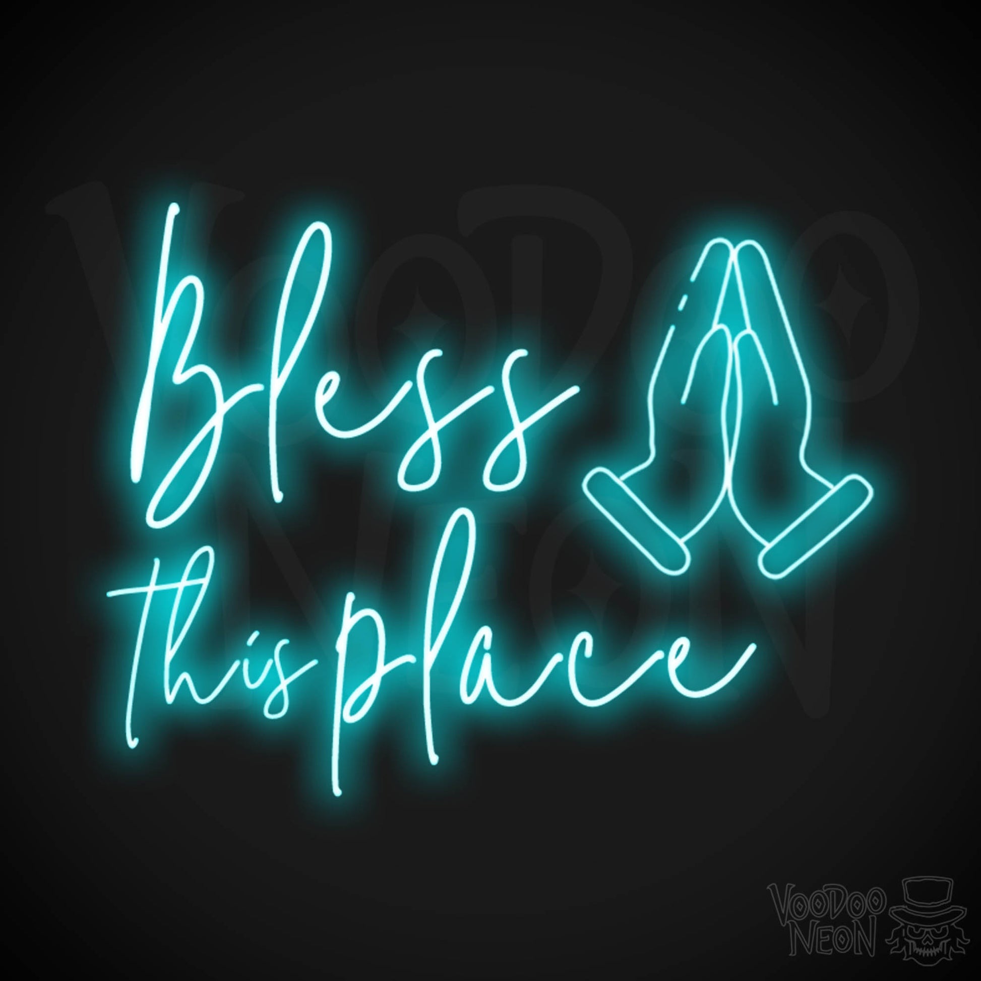 Bless This Place Neon Sign - Neon Bless This Place Sign - LED Wall Art - Color Ice Blue