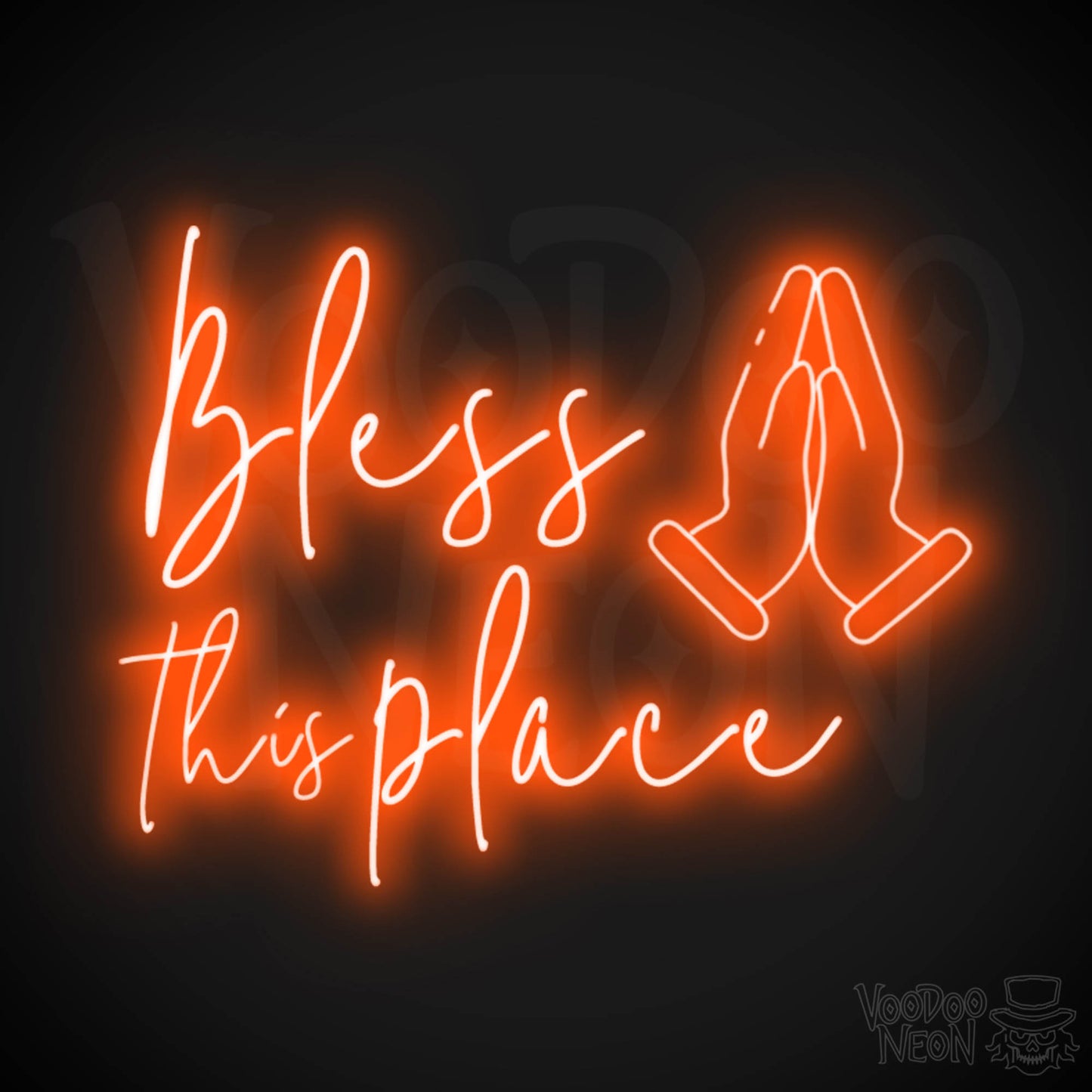 Bless This Place Neon Sign - Neon Bless This Place Sign - LED Wall Art - Color Orange