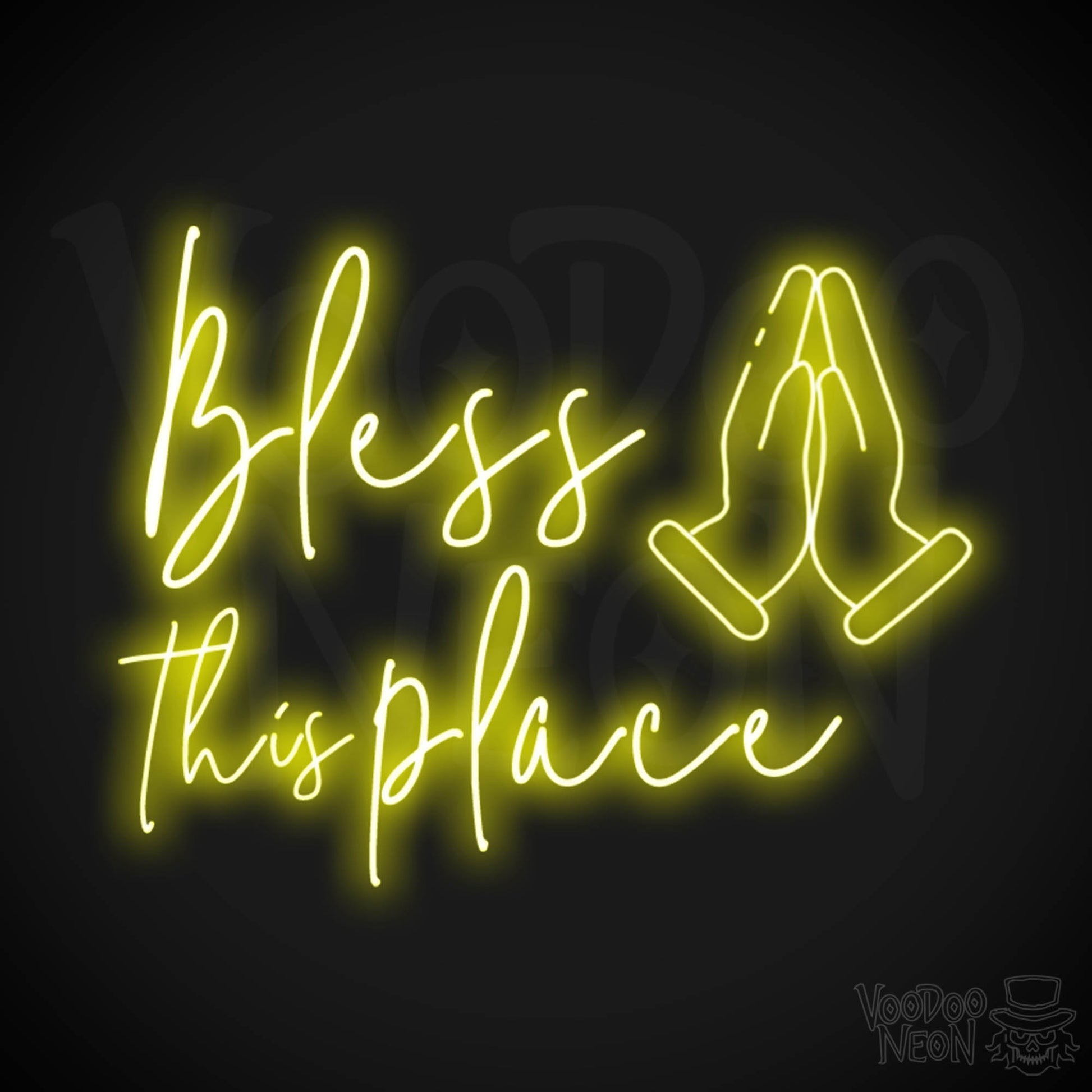 Bless This Place Neon Sign - Neon Bless This Place Sign - LED Wall Art - Color Yellow