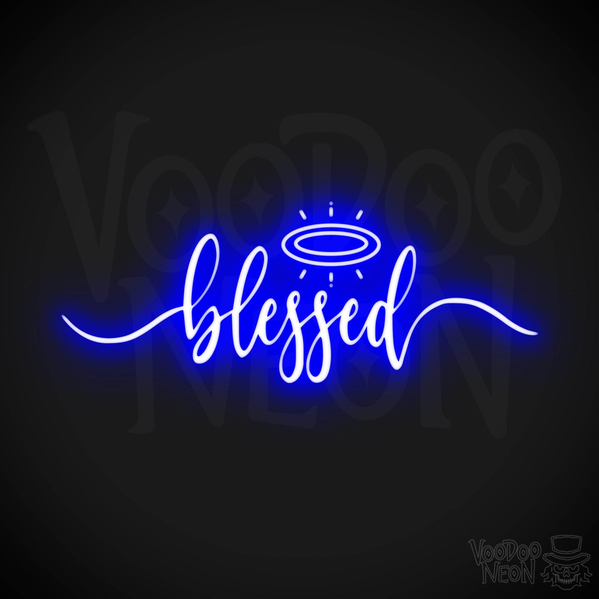 Blessed Neon Sign - Neon Blessed Sign - Color Dark Blue