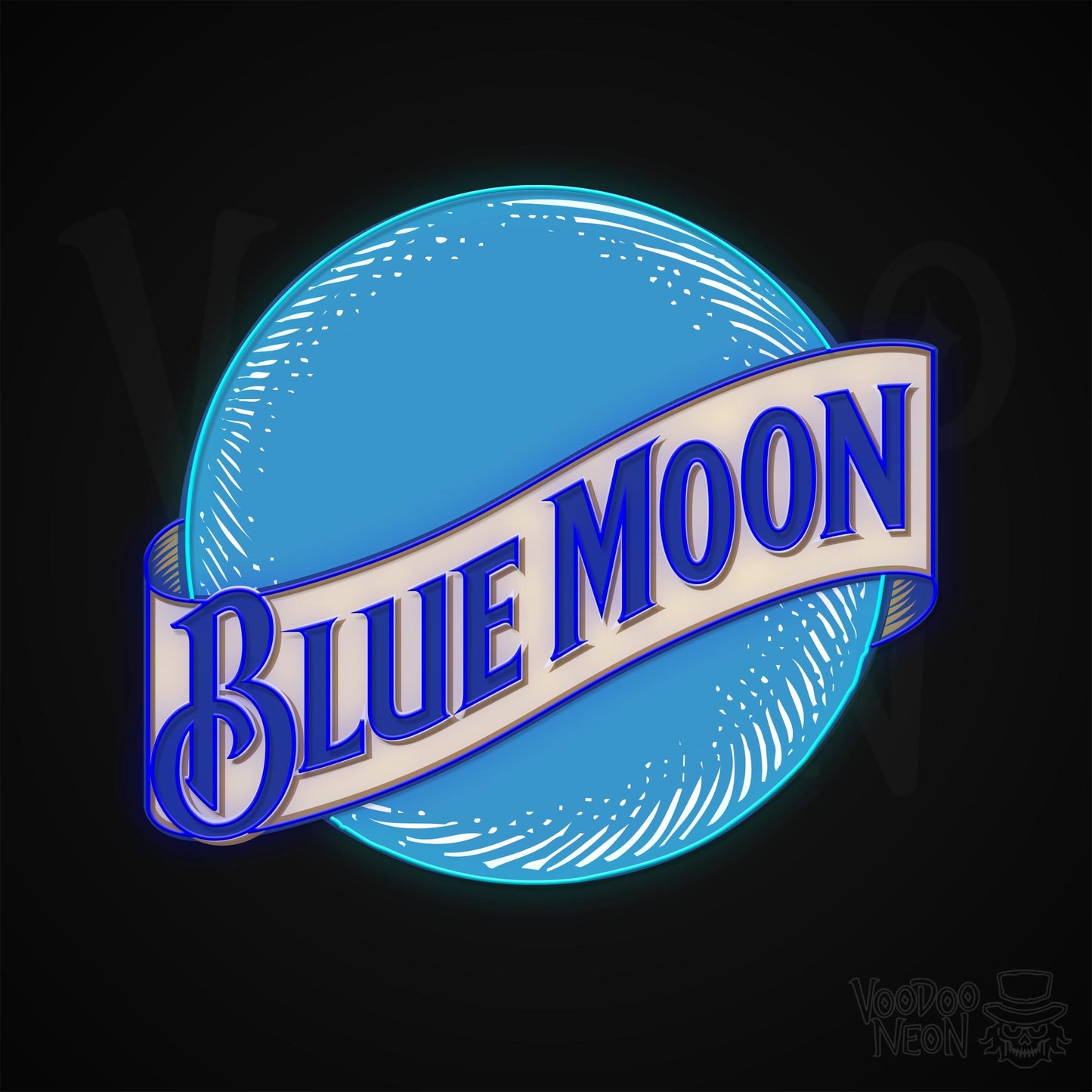 Blue Moon Neon Sign - Multi-Color - Blackwall