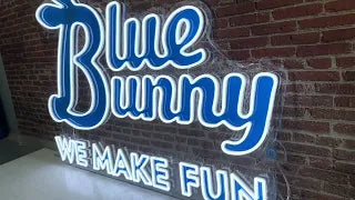 Load video: Blue Bunny neon sign