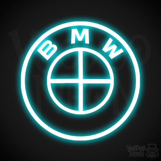 BMW Neon Sign - Neon BMW Sign - BMW Decor - BMW Logo - Color Ice Blue