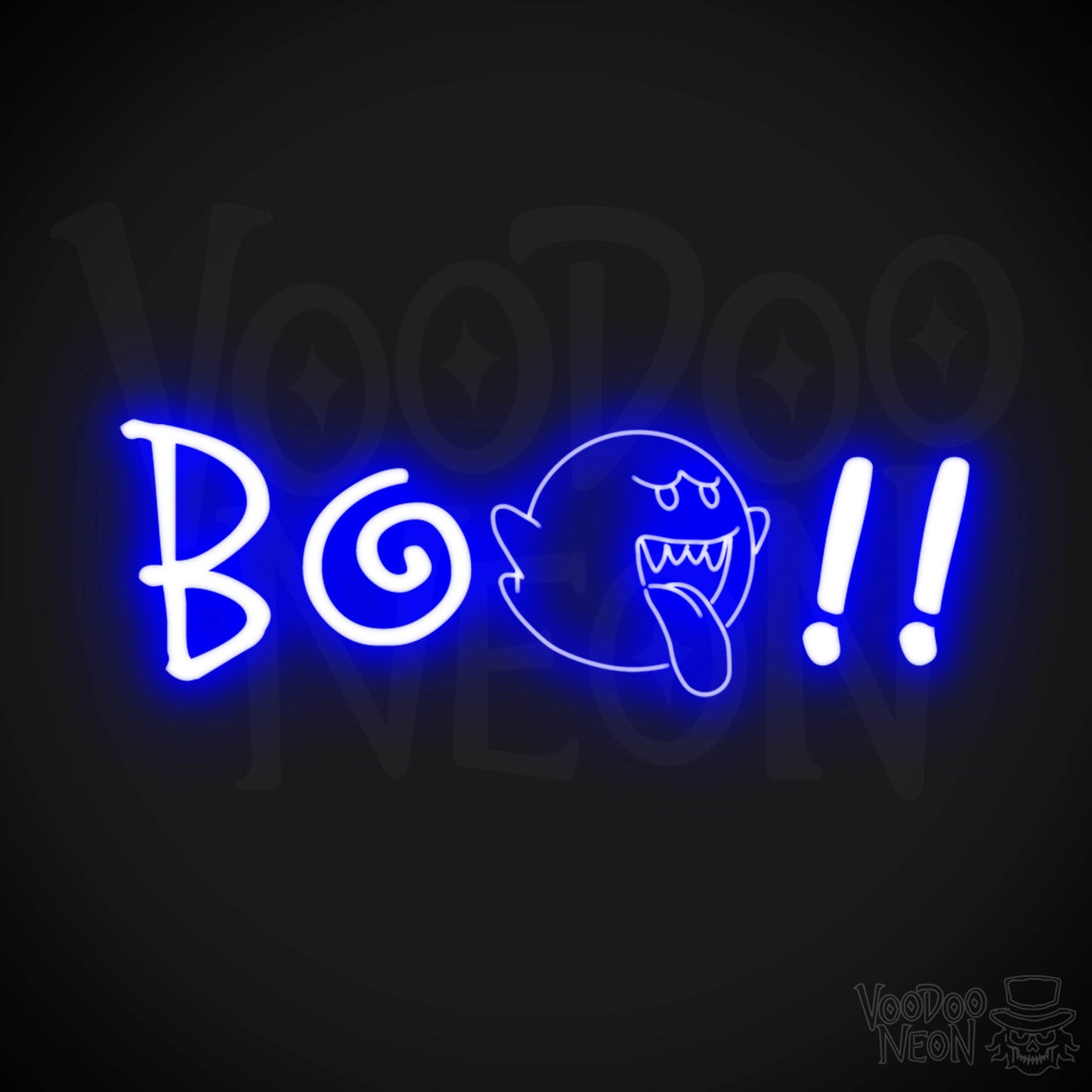 BOO Neon Sign - Neon BOO Sign - LED Wall Art - Color Dark Blue