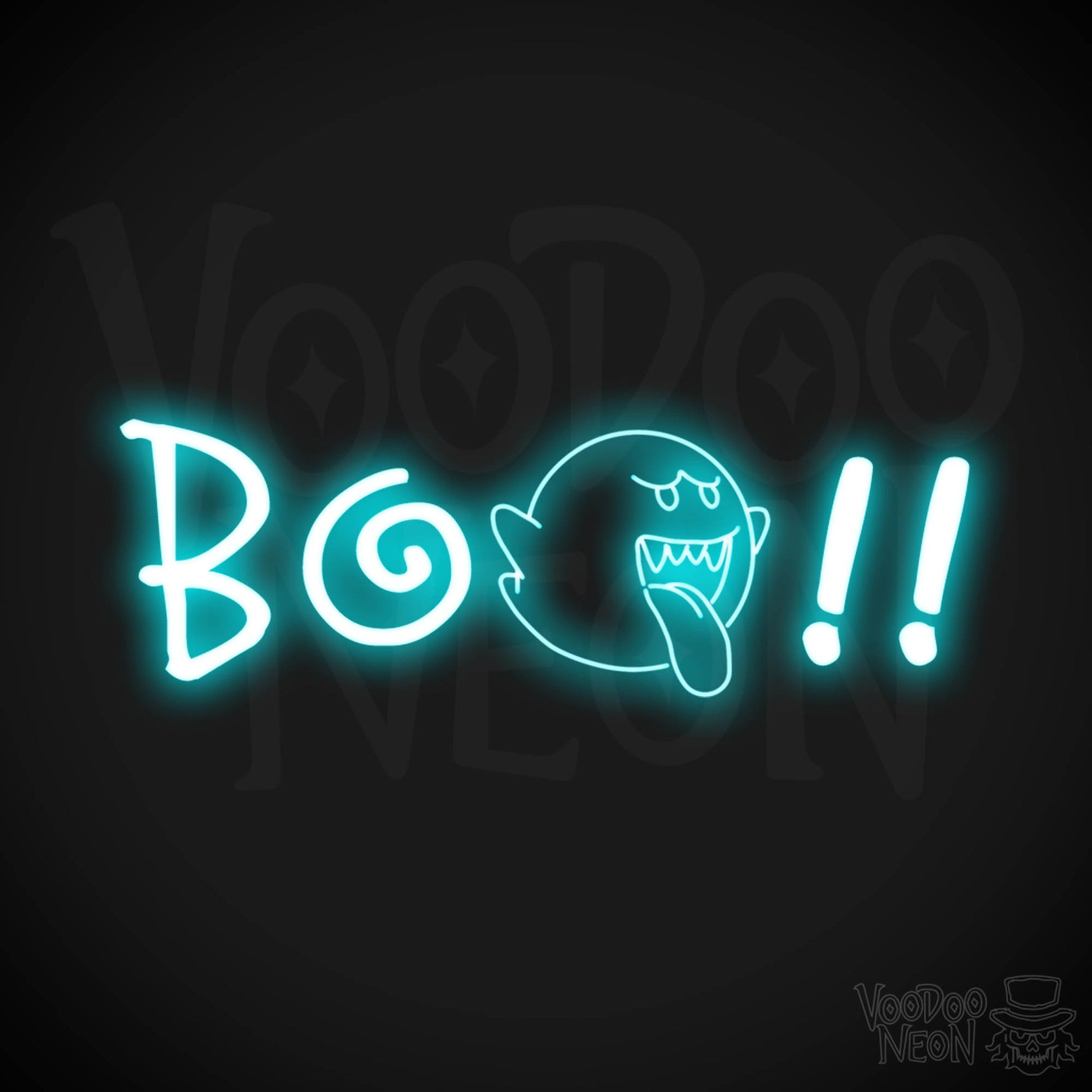 BOO Neon Sign - Neon BOO Sign - LED Wall Art - Color Ice Blue