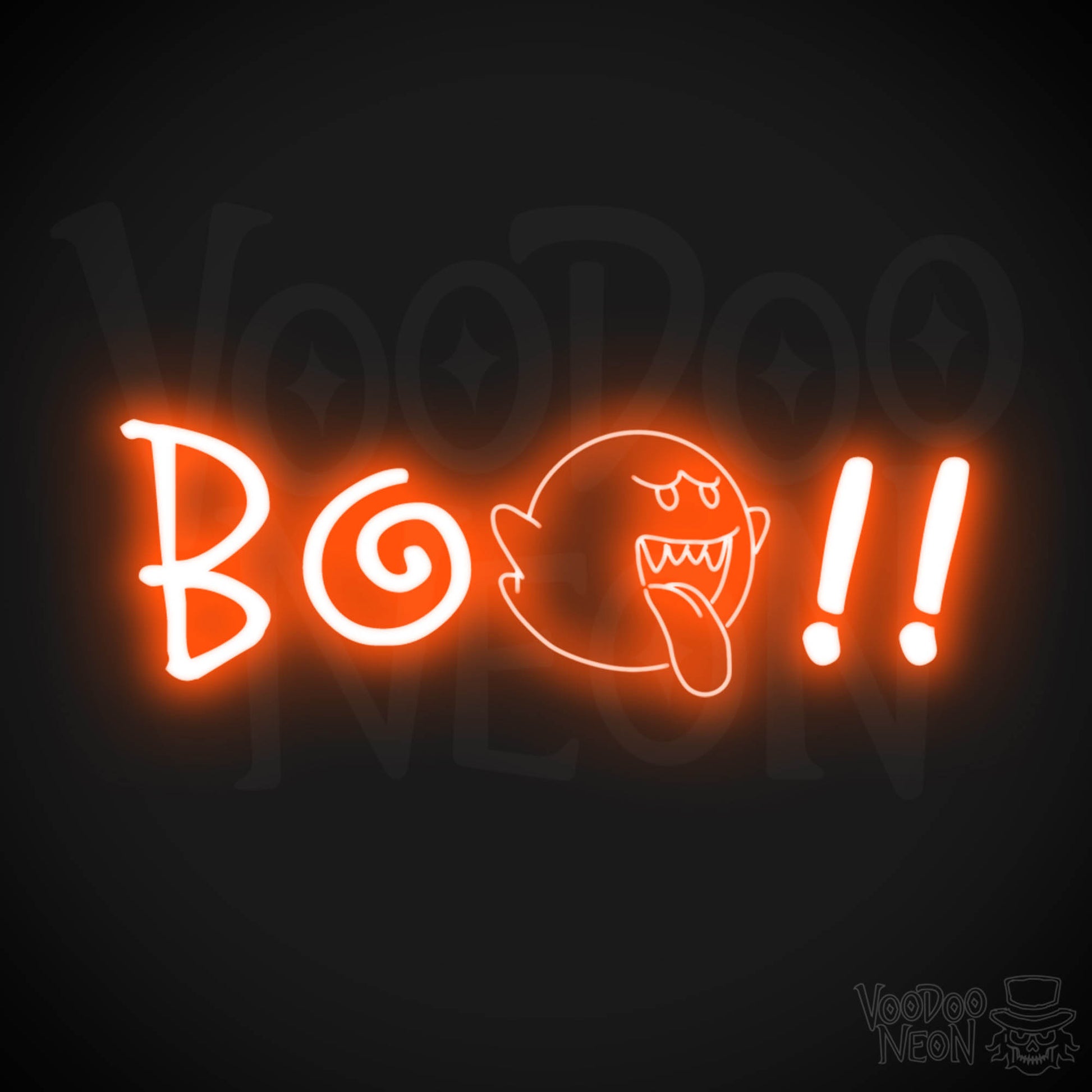 BOO Neon Sign - Neon BOO Sign - LED Wall Art - Color Orange