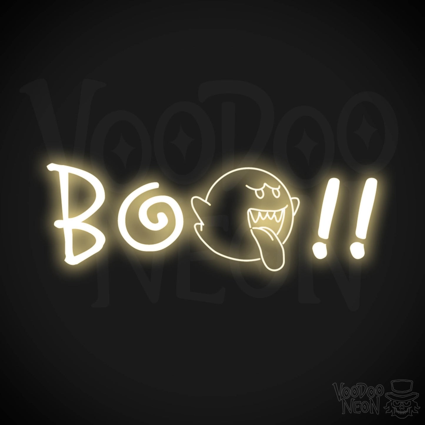 BOO Neon Sign - Neon BOO Sign - LED Wall Art - Color Warm White