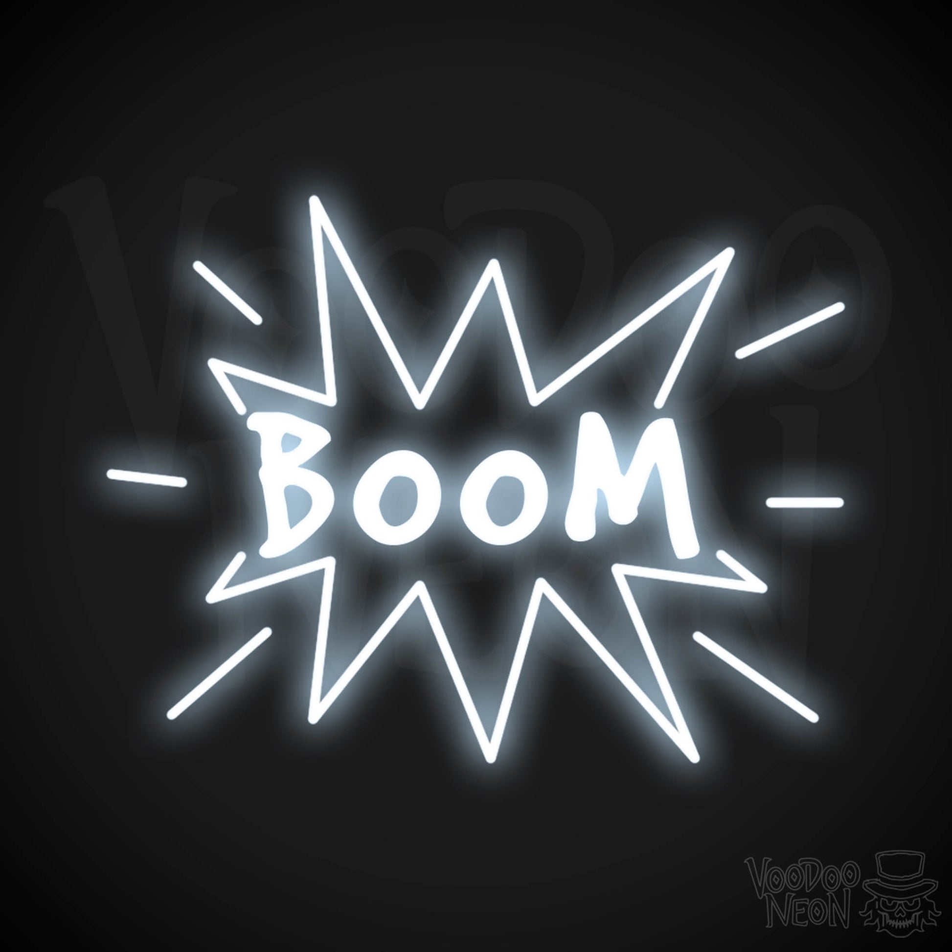 Boom Neon Sign - Boom Sign - Neon LED Wall Art - Color Cool White