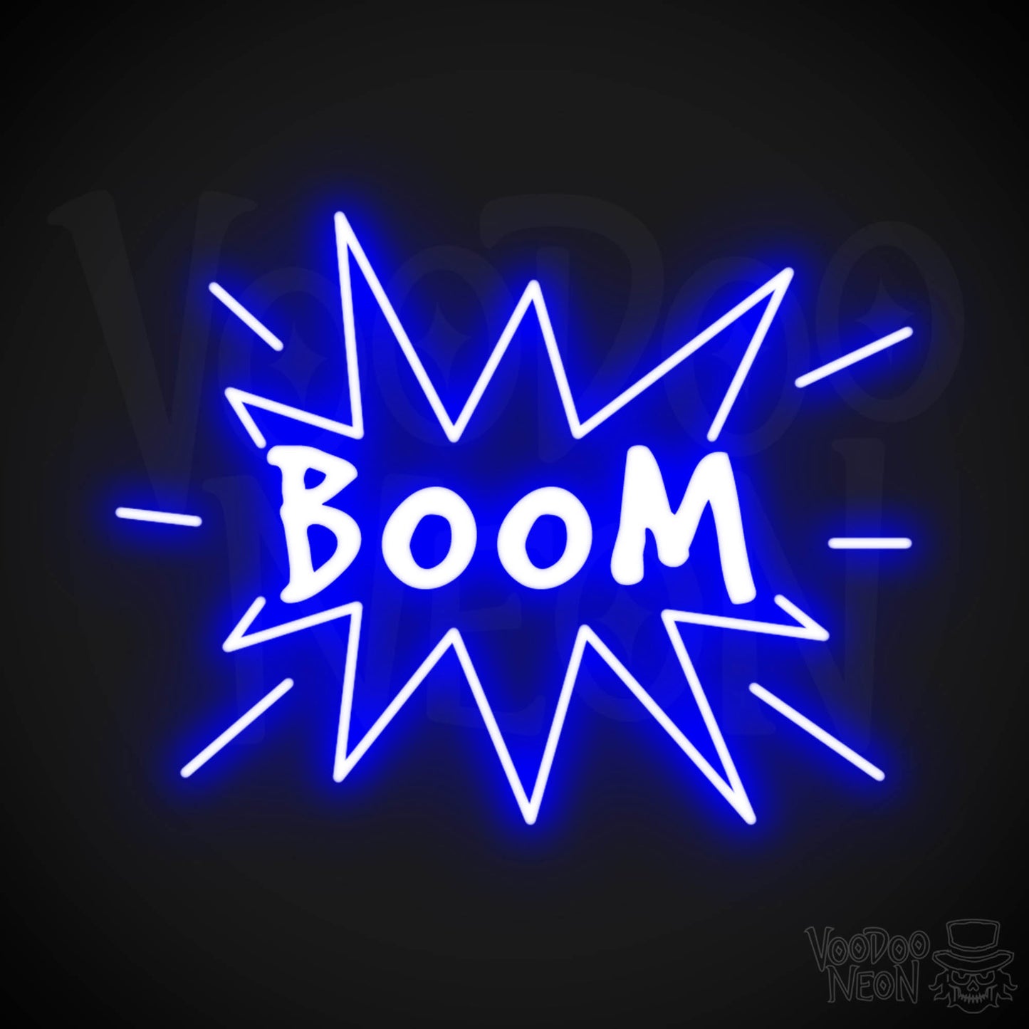 Boom Neon Sign - Boom Sign - Neon LED Wall Art - Color Dark Blue