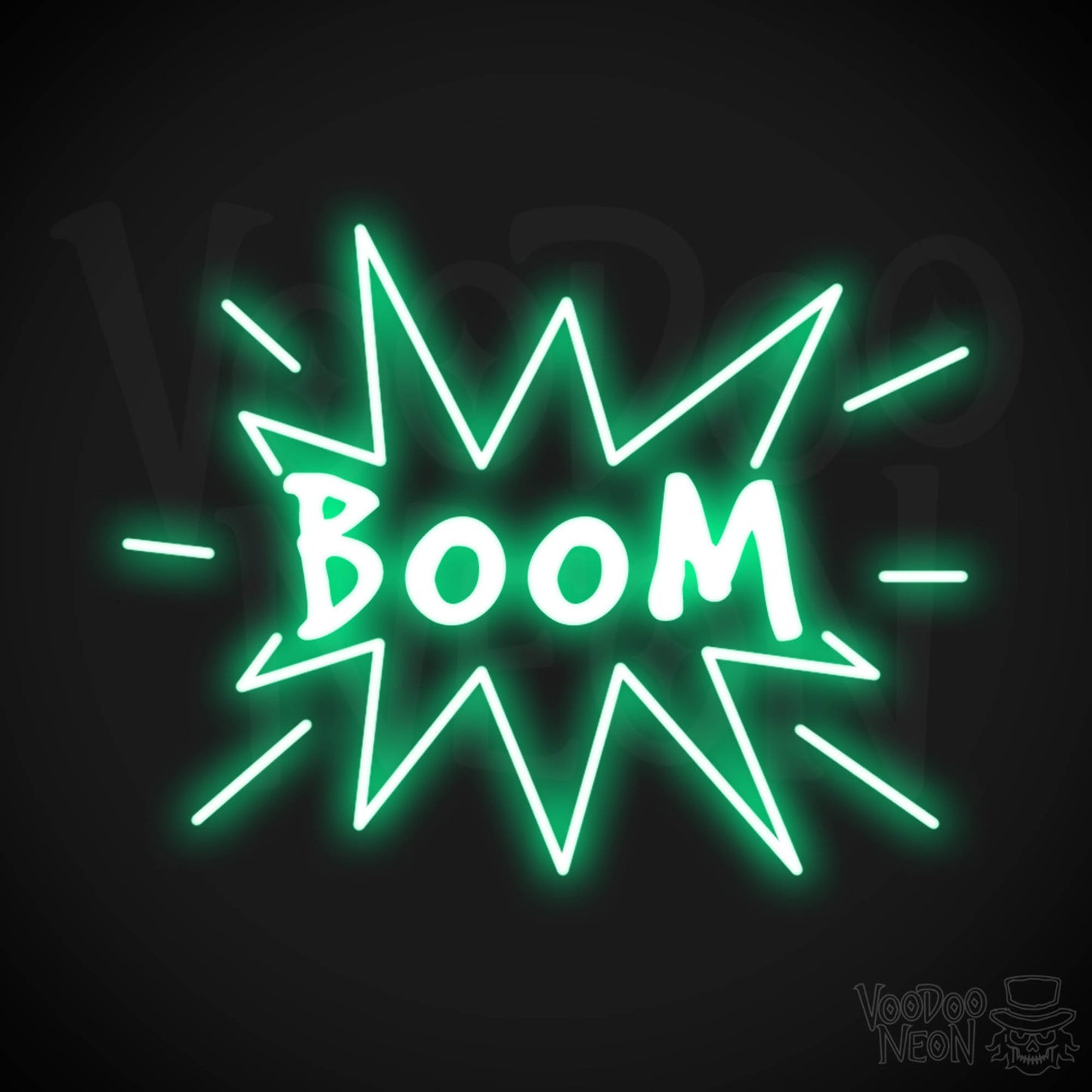 Boom Neon Sign - Boom Sign - Neon LED Wall Art - Color Green
