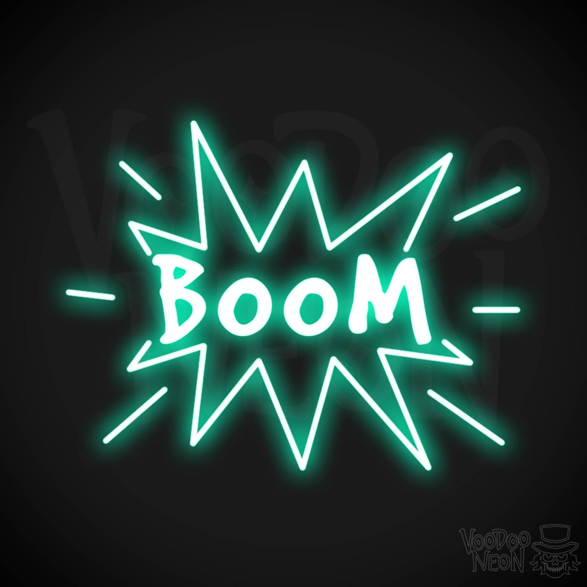 Boom Neon Sign - Boom Sign - Neon LED Wall Art - Color Light Green