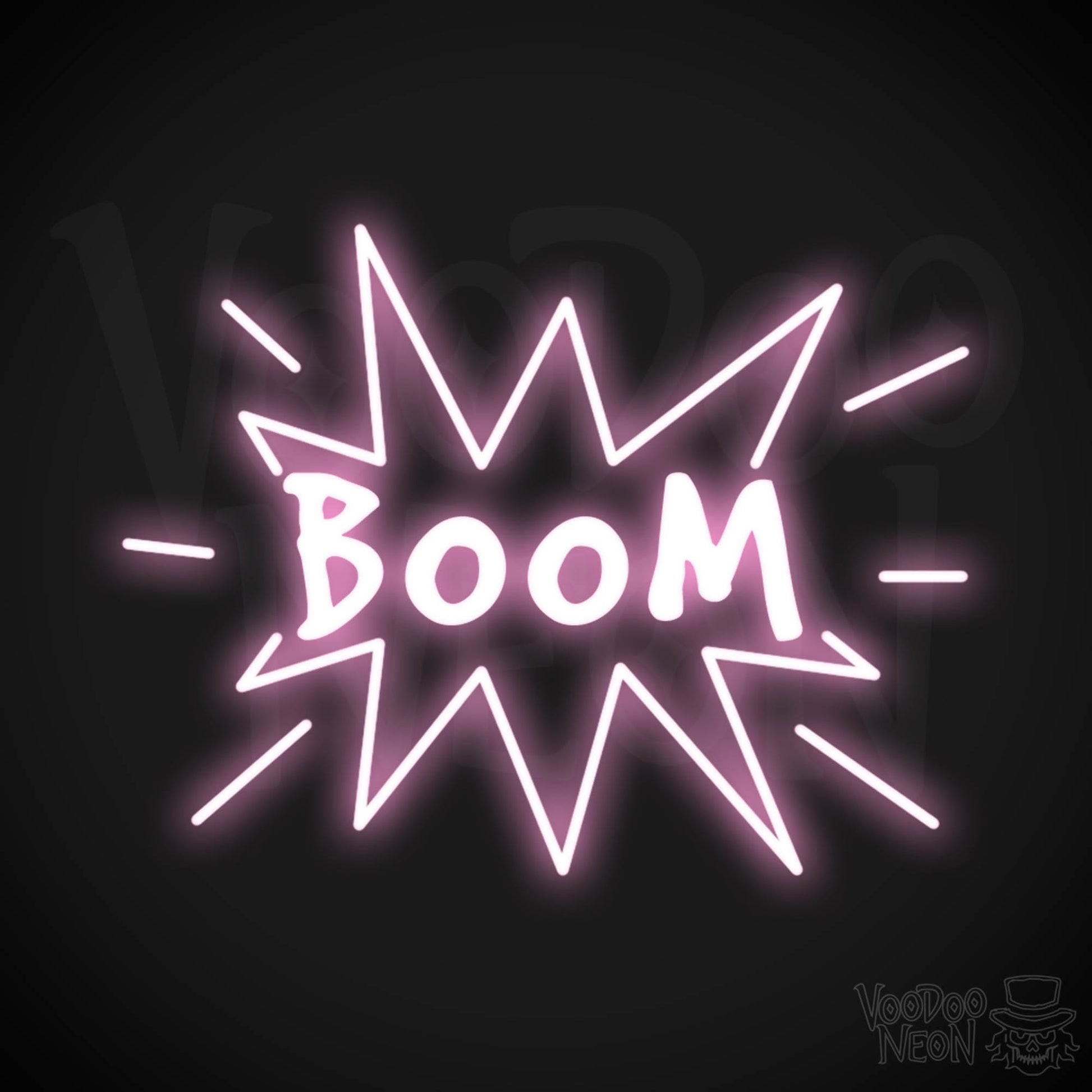 Boom Neon Sign - Boom Sign - Neon LED Wall Art - Color Light Pink